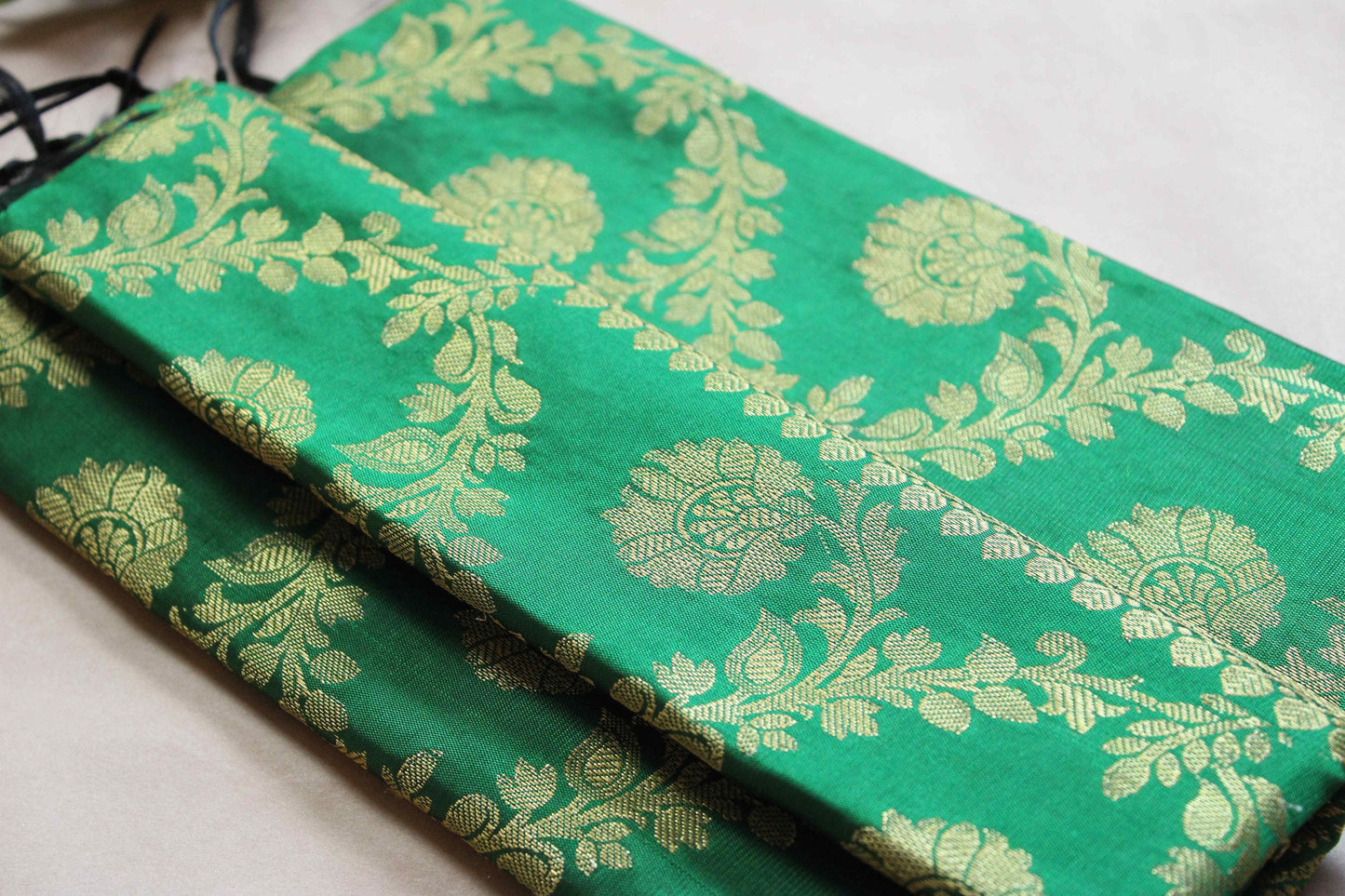 Banarasi Emerald Green Silk Dupatta with gold weaving