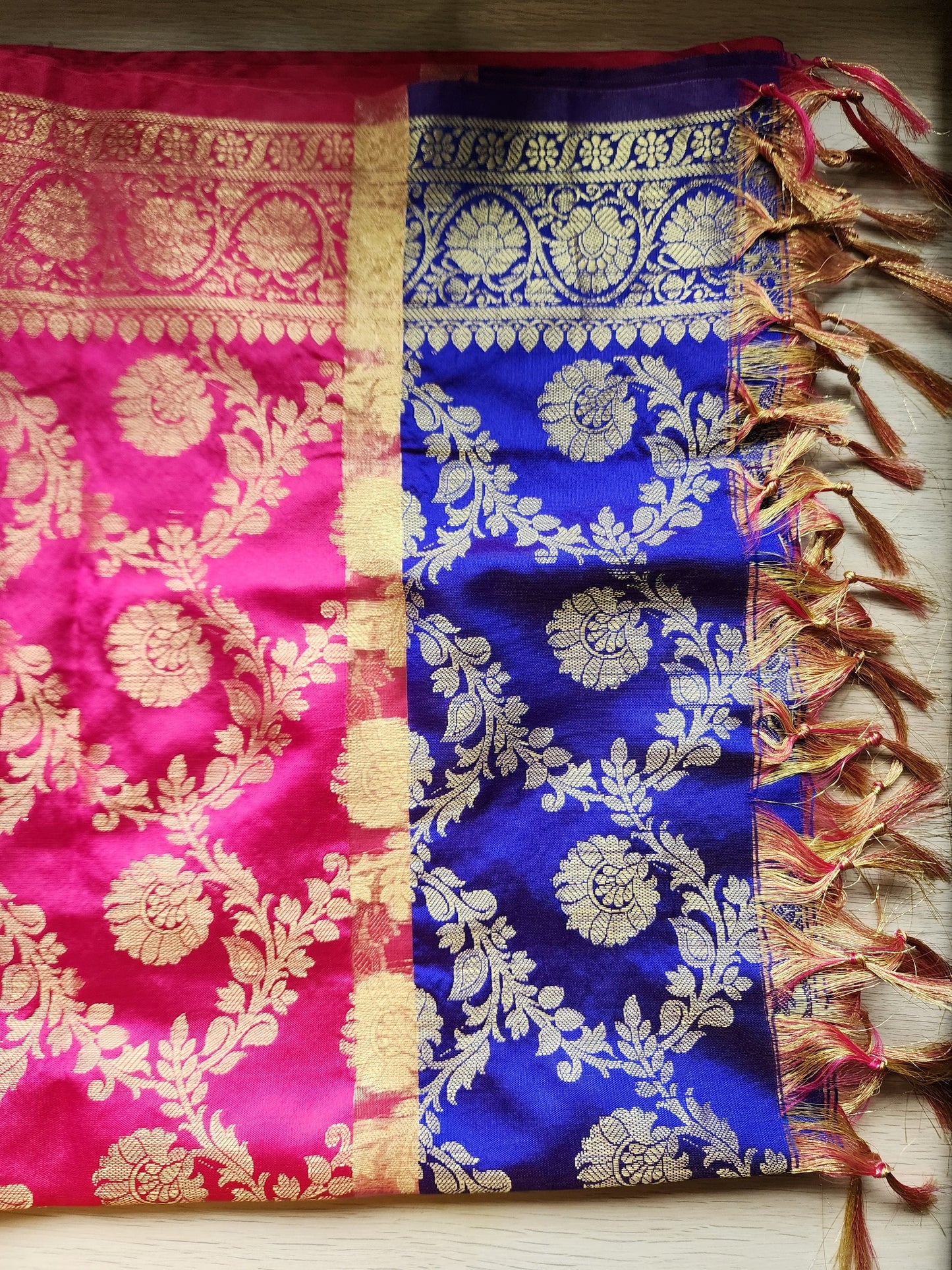 Banarasi Purple & Pink Dupatta with gold handweaving