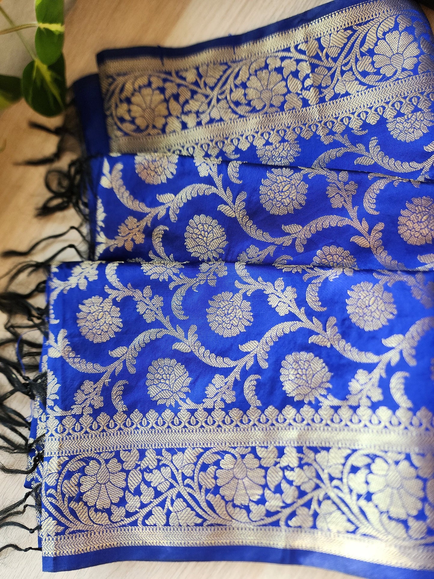 Banarasi Royal Blue Silk Dupatta with gold weaving