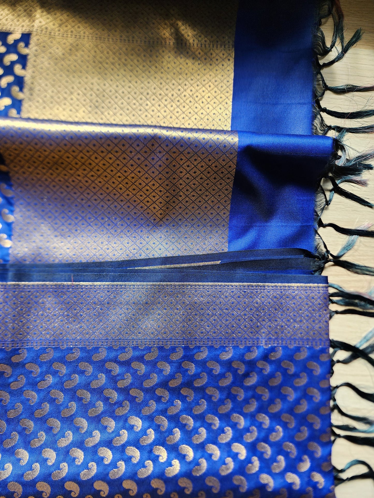 Banarasi Silk Royal Blue Dupatta with gold handweaving