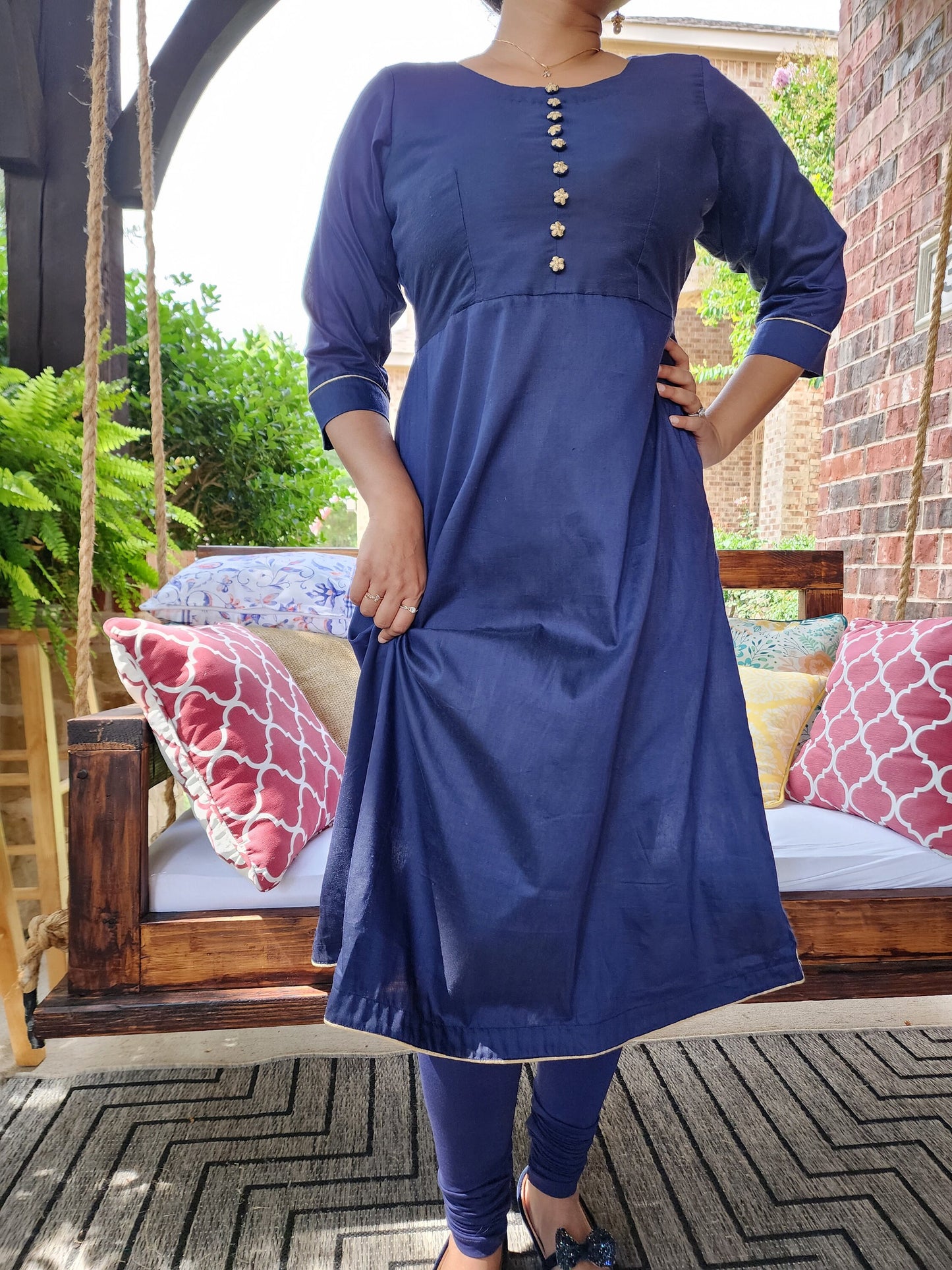 Indian A Line Style Kurta | Navy Blue Color