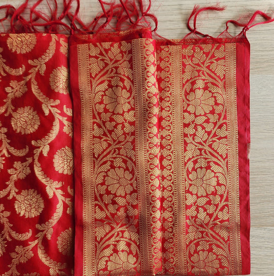 Banarasi Red Dupatta with gold handweaving