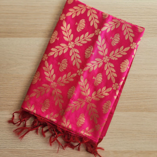 Banarasi Rani Pink Dupatta with gold handweaving