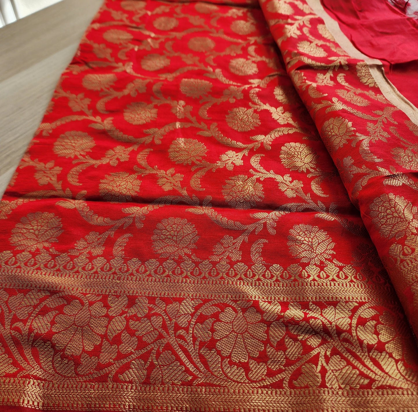 Banarasi Red Dupatta with gold handweaving