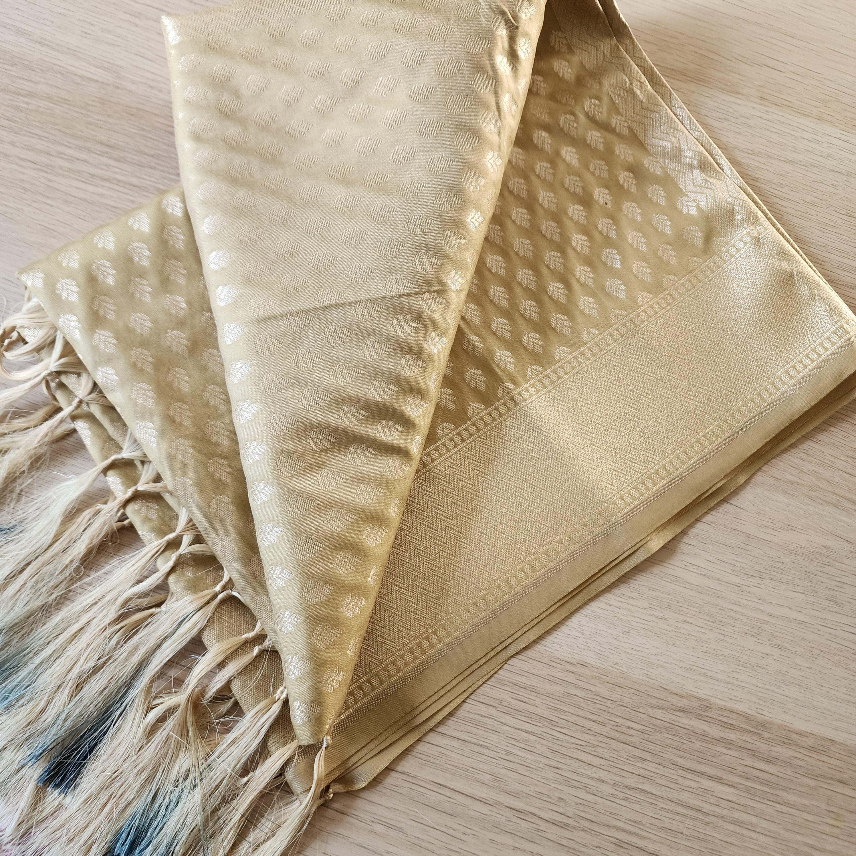 Banarasi Silk Biege Dupatta with gold handweaving, Indian traditional and Festive designer dupatta, luxurious soft Banarsi dupatta