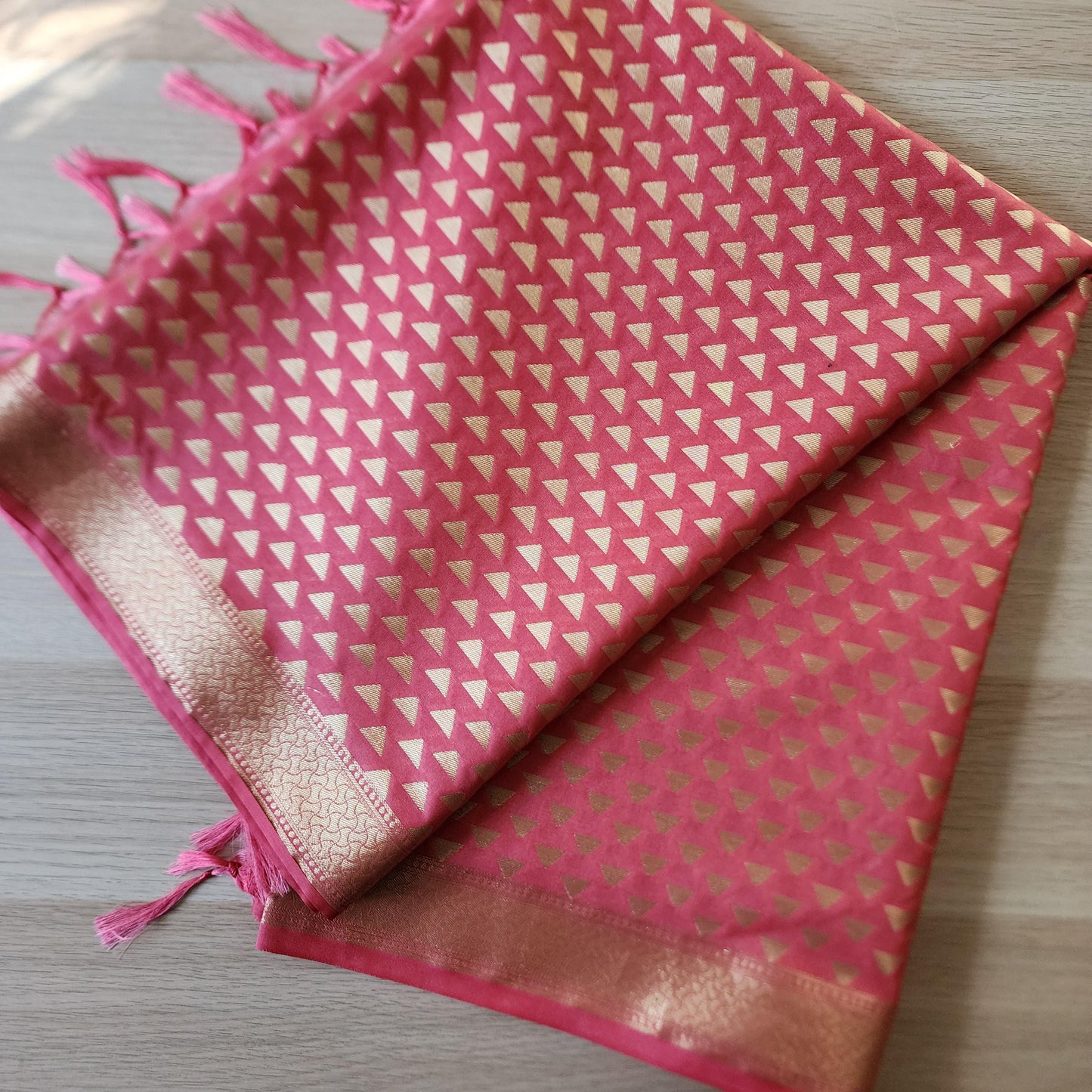 Banarasi Silk Peach Pink Dupatta with gold handweaving, Indian traditional and Festive designer dupatta, luxurious soft Banarsi dupatta