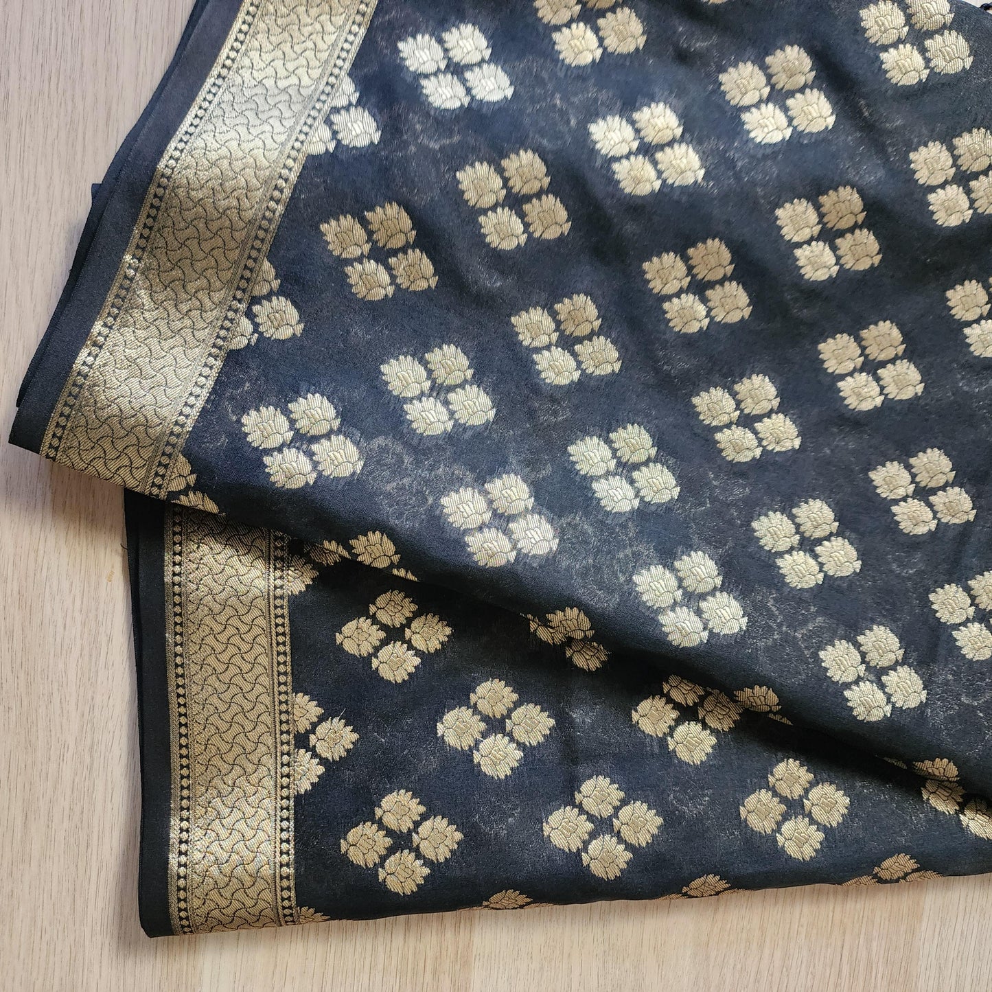 Banarasi Silk Black Dupatta with gold handweaving, Indian traditional and Festive designer dupatta, luxurious soft Banarsi dupatta