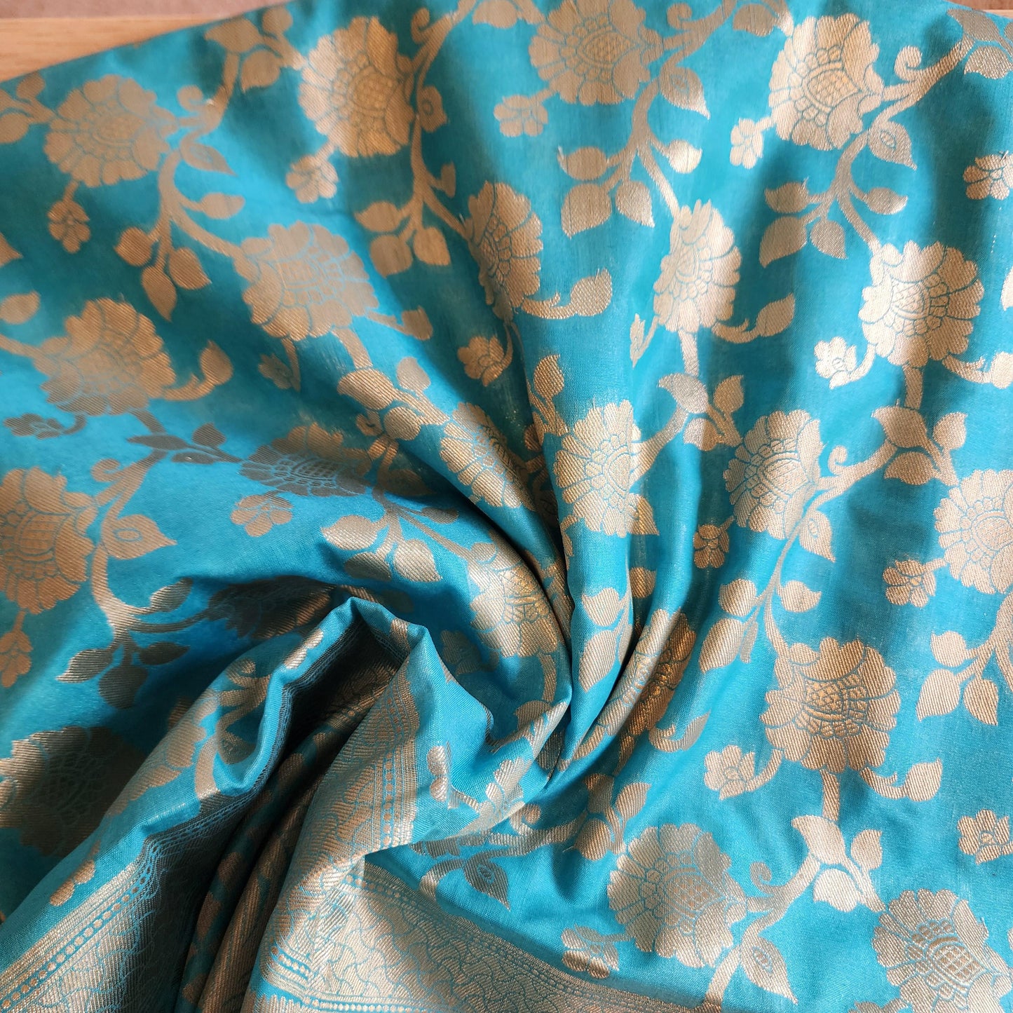 Banarasi Silk Sky Blue Dupatta with gold handweaving, Indian traditional and Festive designer dupatta, luxurious soft Banarsi dupatta