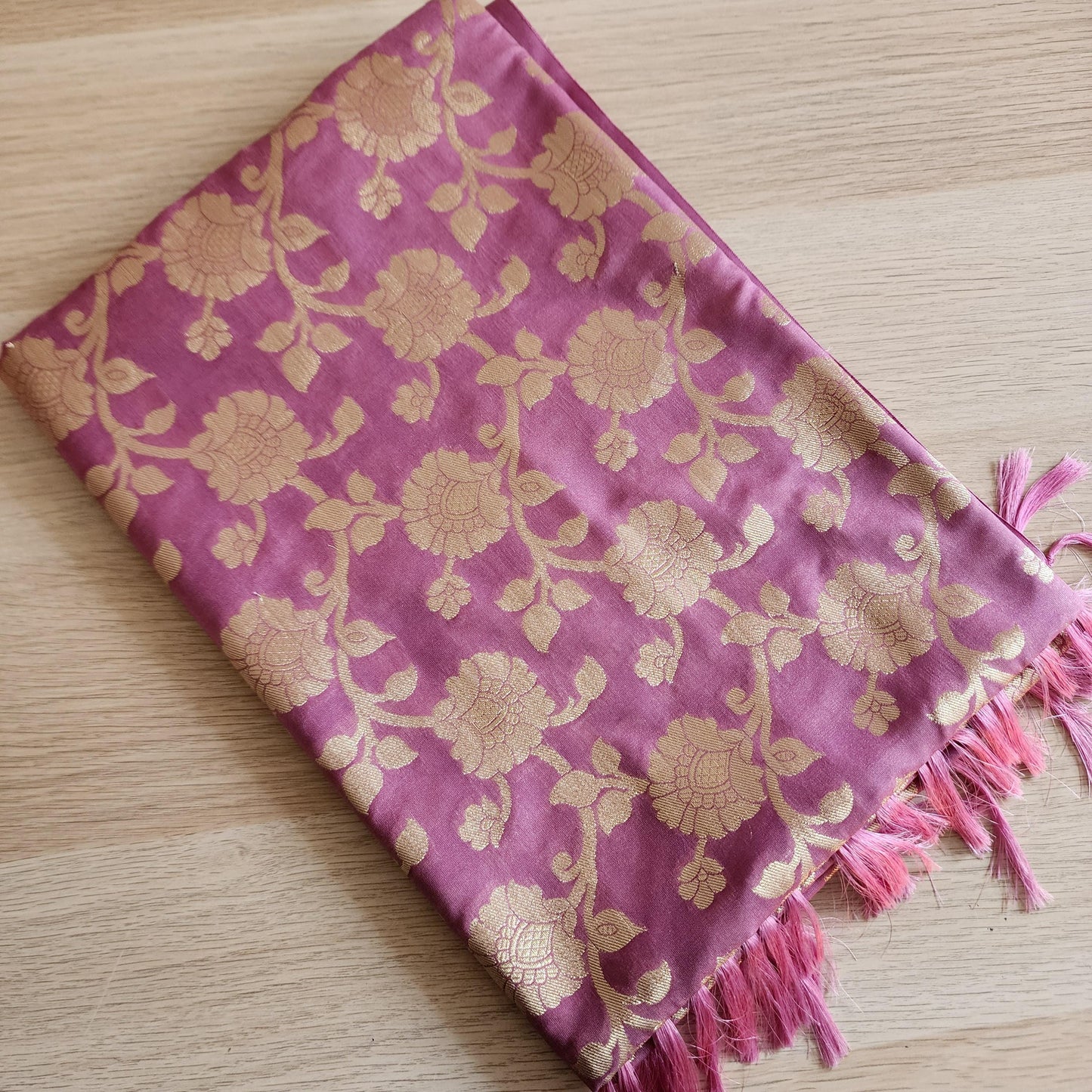 Banarasi Silk Mauve Pink Dupatta with gold handweaving, Indian traditional and Festive designer dupatta, luxurious soft Banarsi dupatta