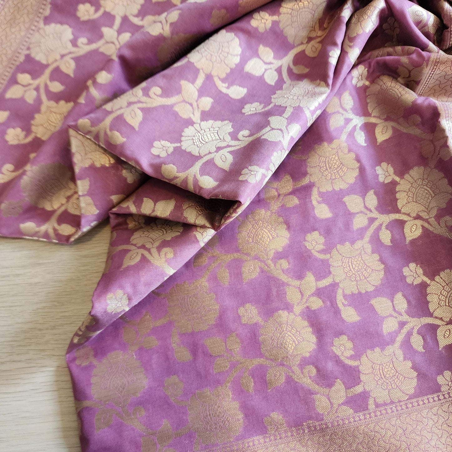 Banarasi Silk Mauve Pink Dupatta with gold handweaving, Indian traditional and Festive designer dupatta, luxurious soft Banarsi dupatta