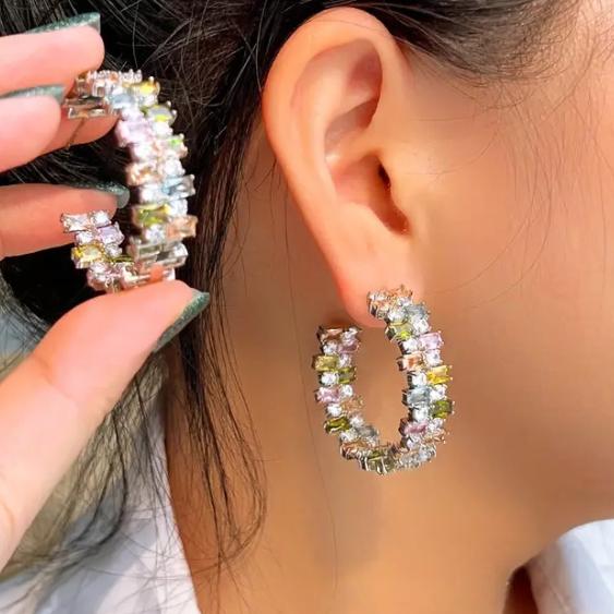 Half Baali style Earrings with multicolor zirconia