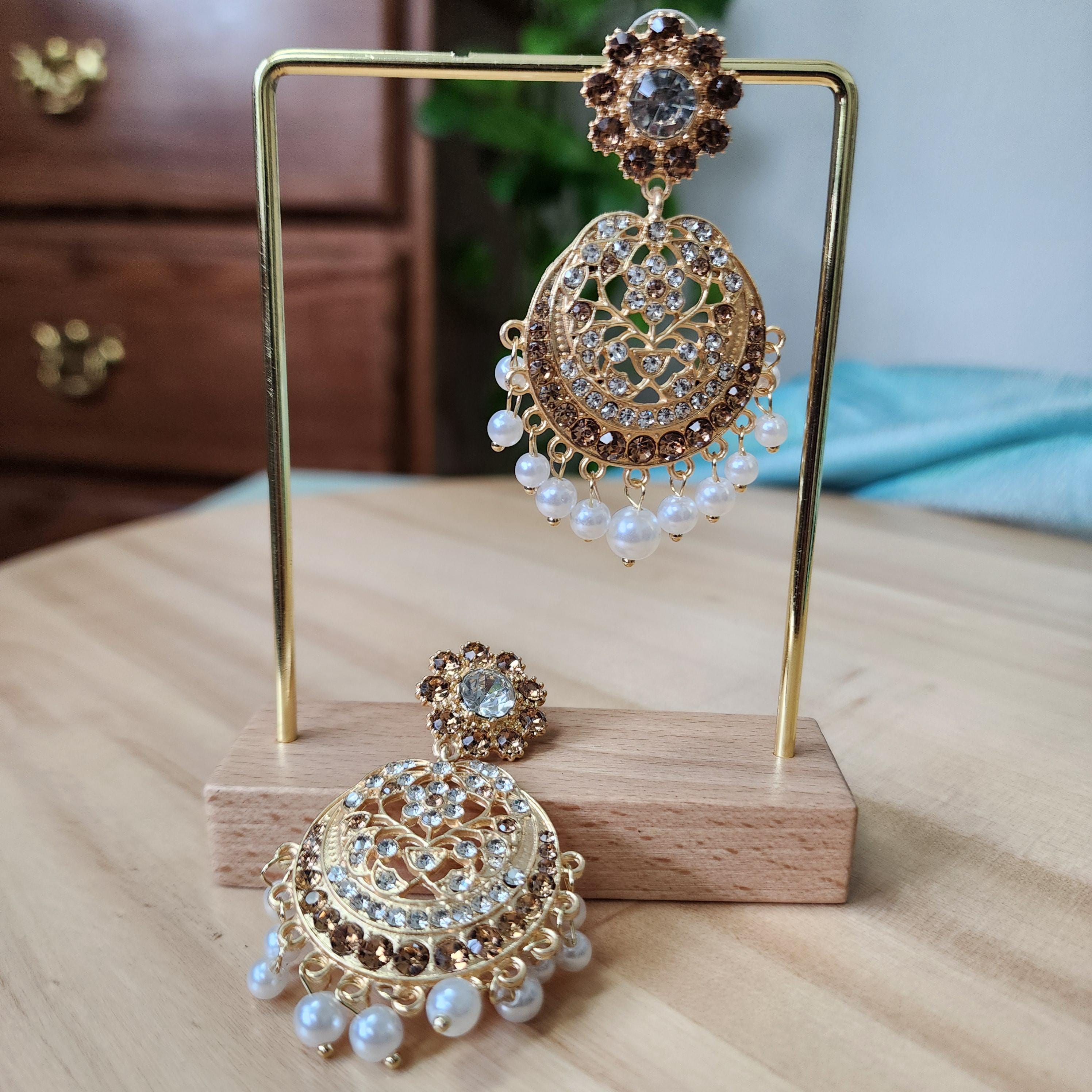 Vintage-Inspired Round Traditional Kundan Earrings with large pearls