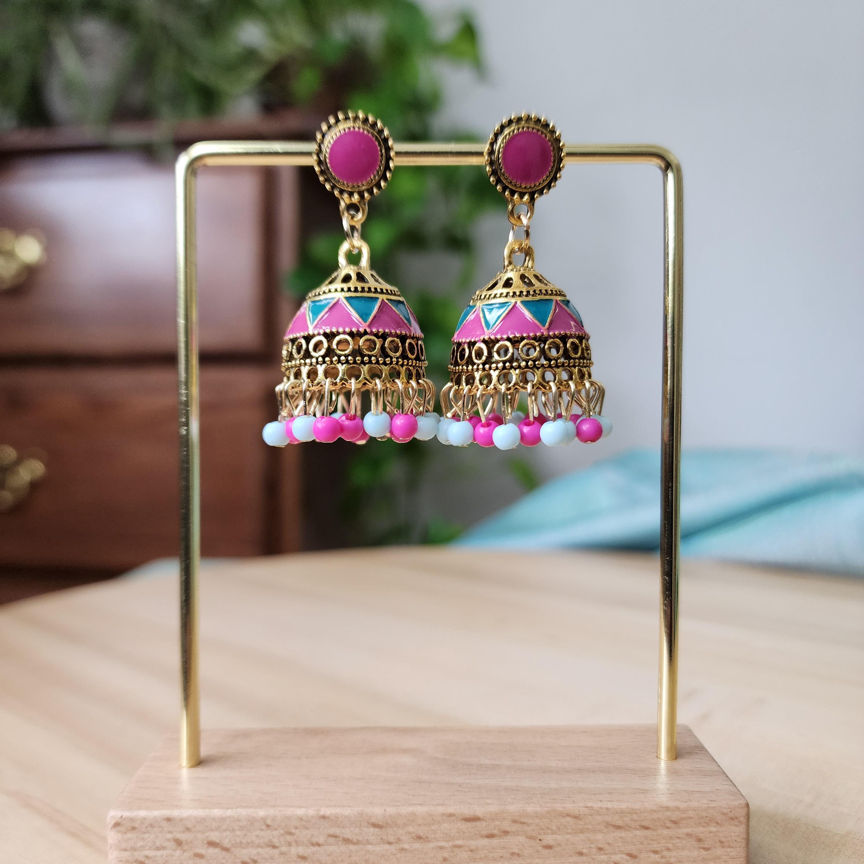 Multicolor Gold Traditional Jhumka Earrings