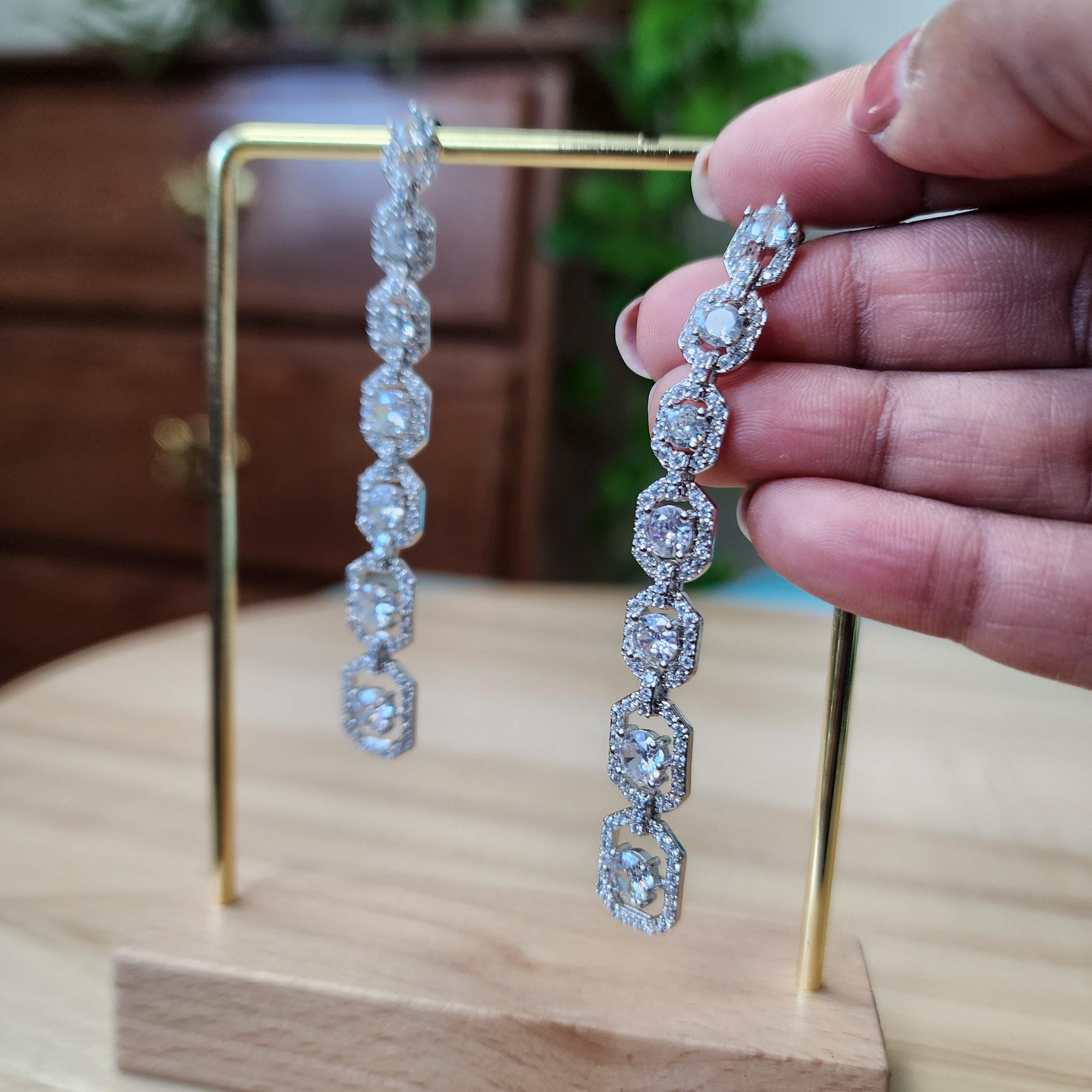 Silver Long Dangle Earrings