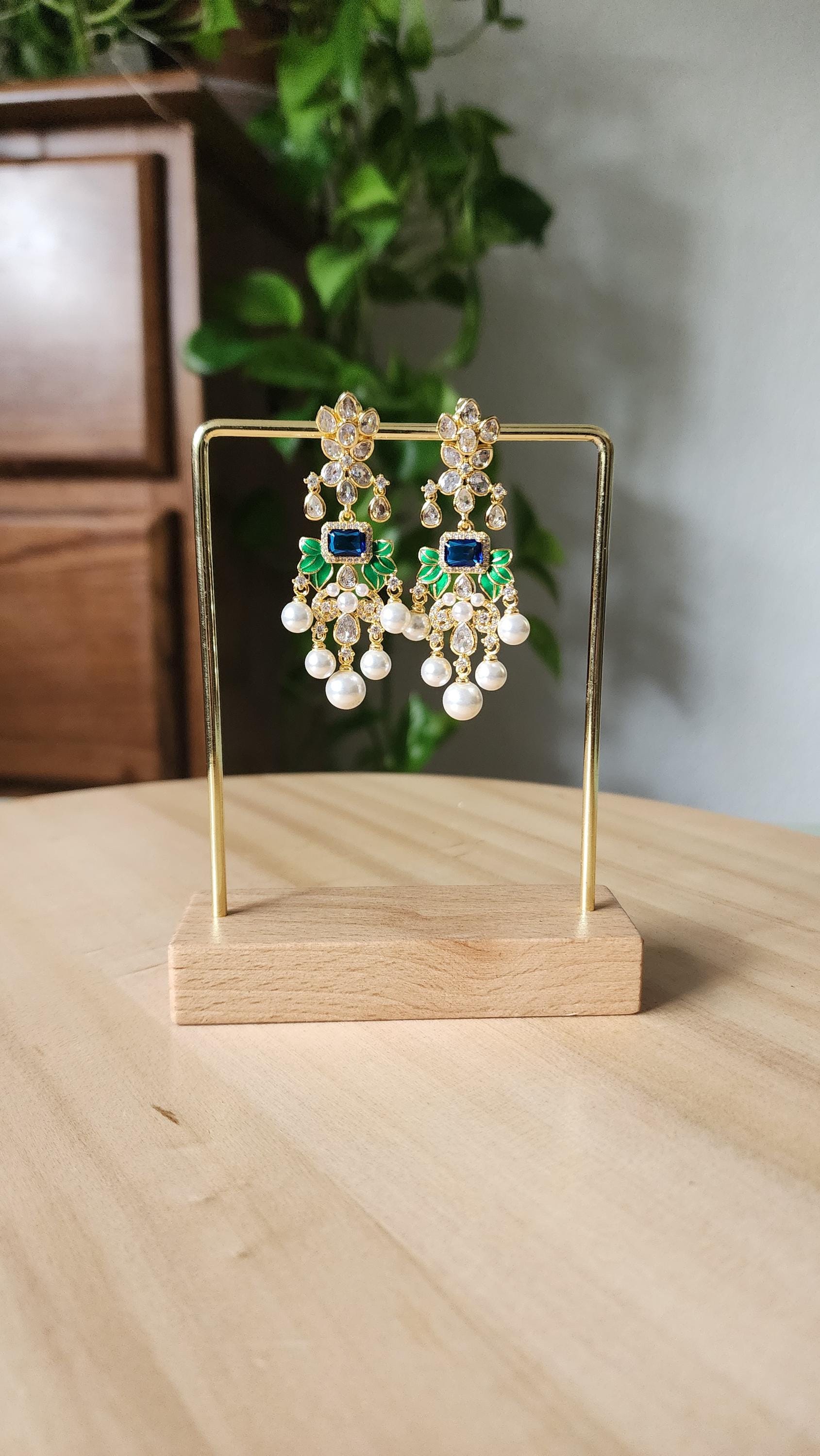 Kundan & Pearls Dangle Jadau earrings