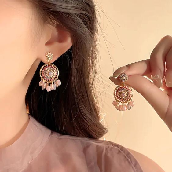 Ethnic Style Round Tassel Earrings