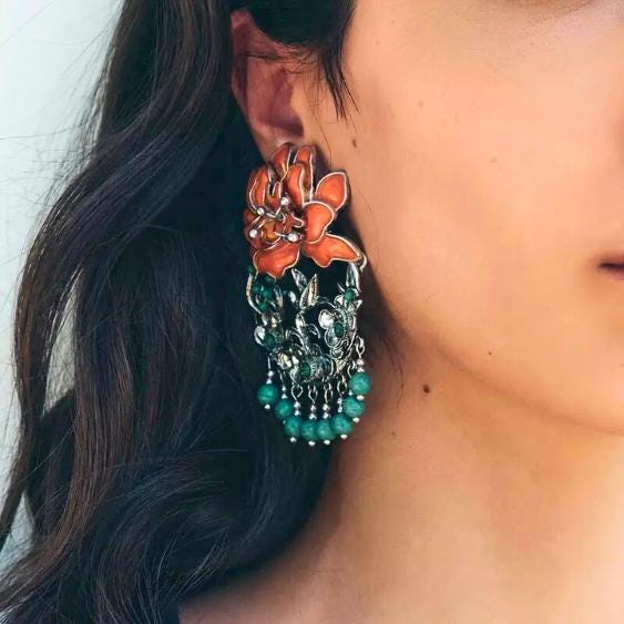 Bohemian Flower Drop Statement Earrings