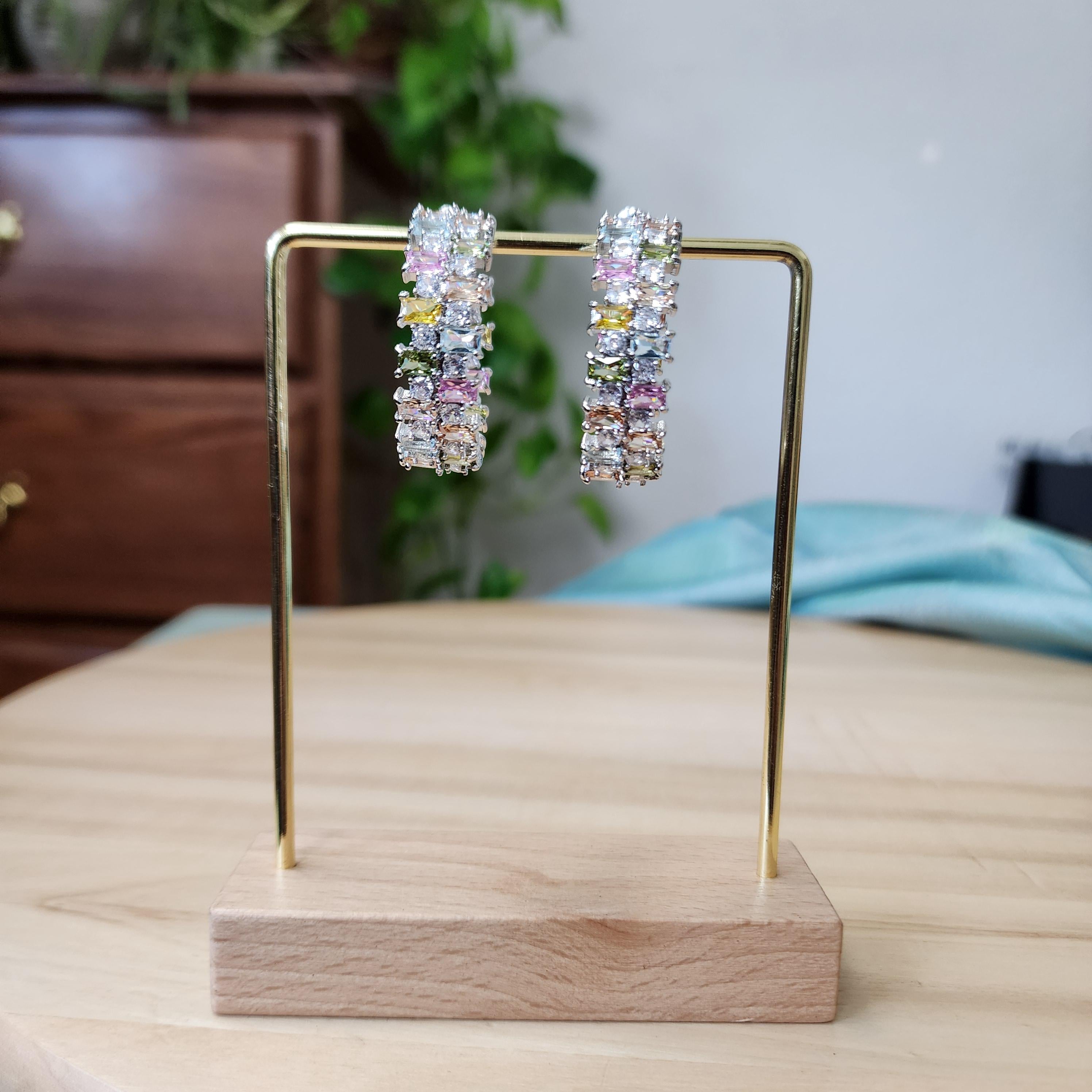 Half Baali style Earrings with multicolor zirconia