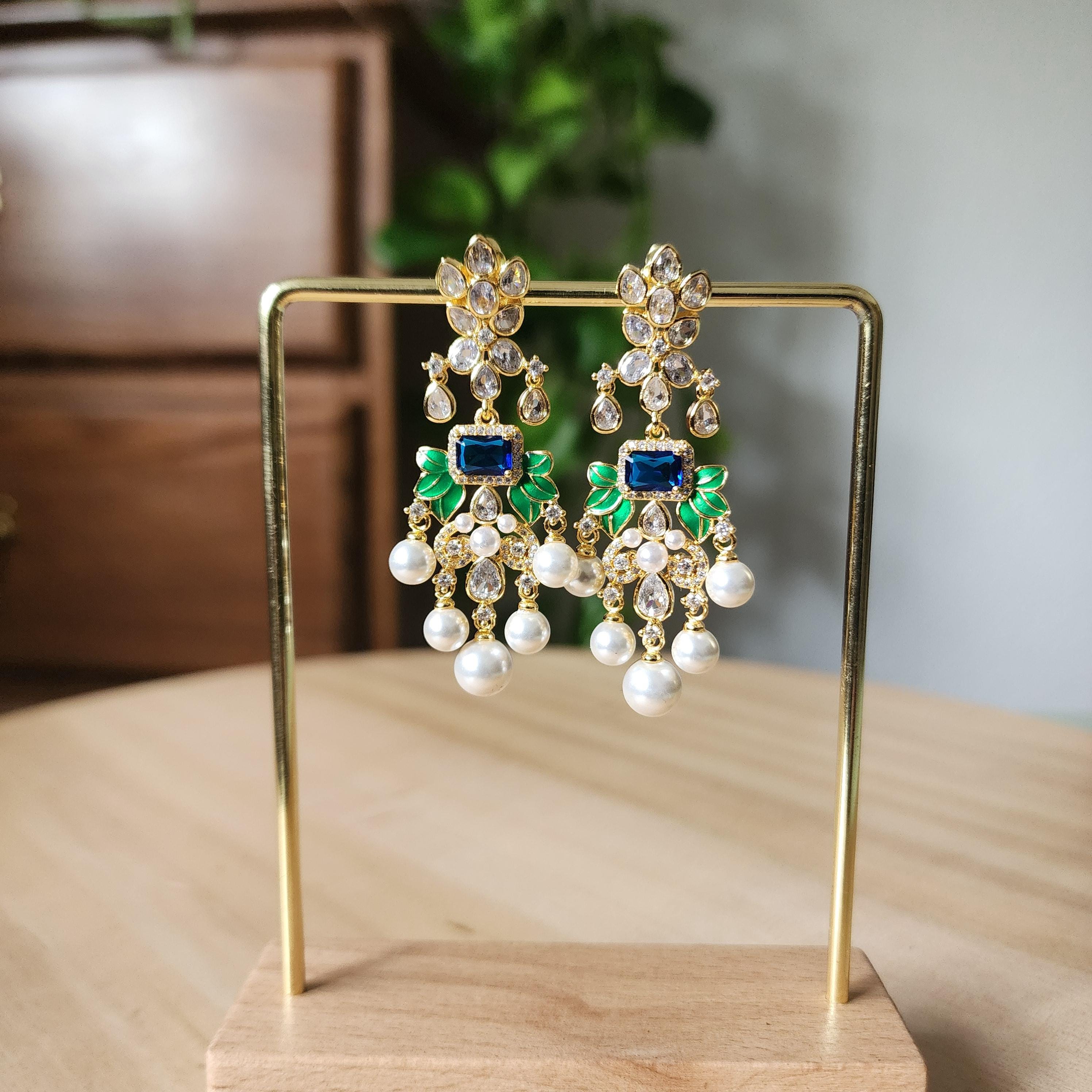 Kundan & Pearls Dangle Jadau earrings