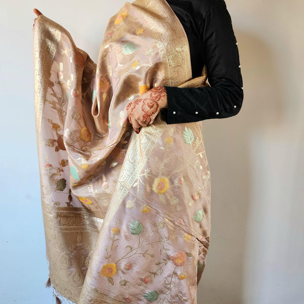 Banarasi Brocade Silk Light Beige Dupatta