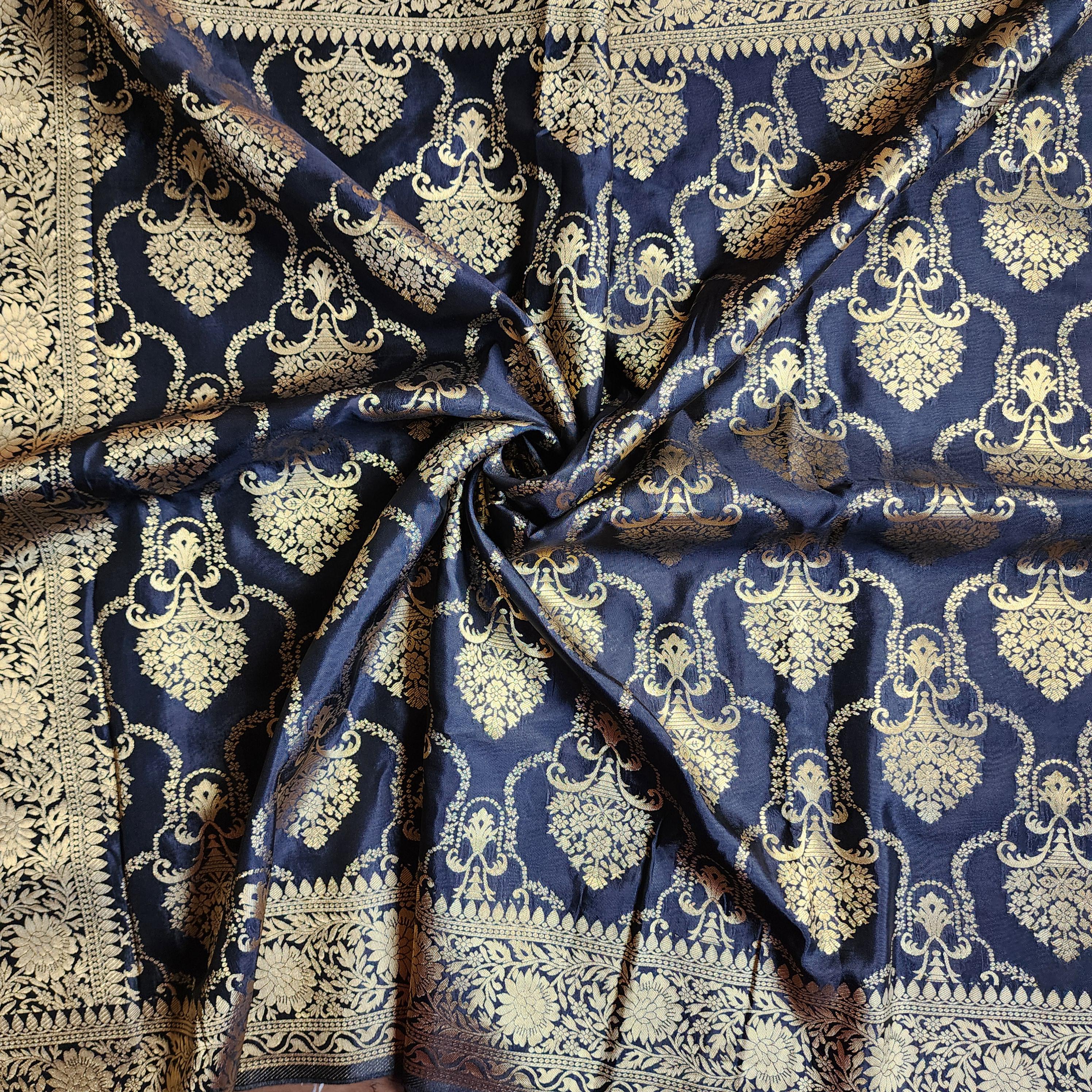 Banarasi Katan Silk Kadhuwa Jaal Dupatta in Black