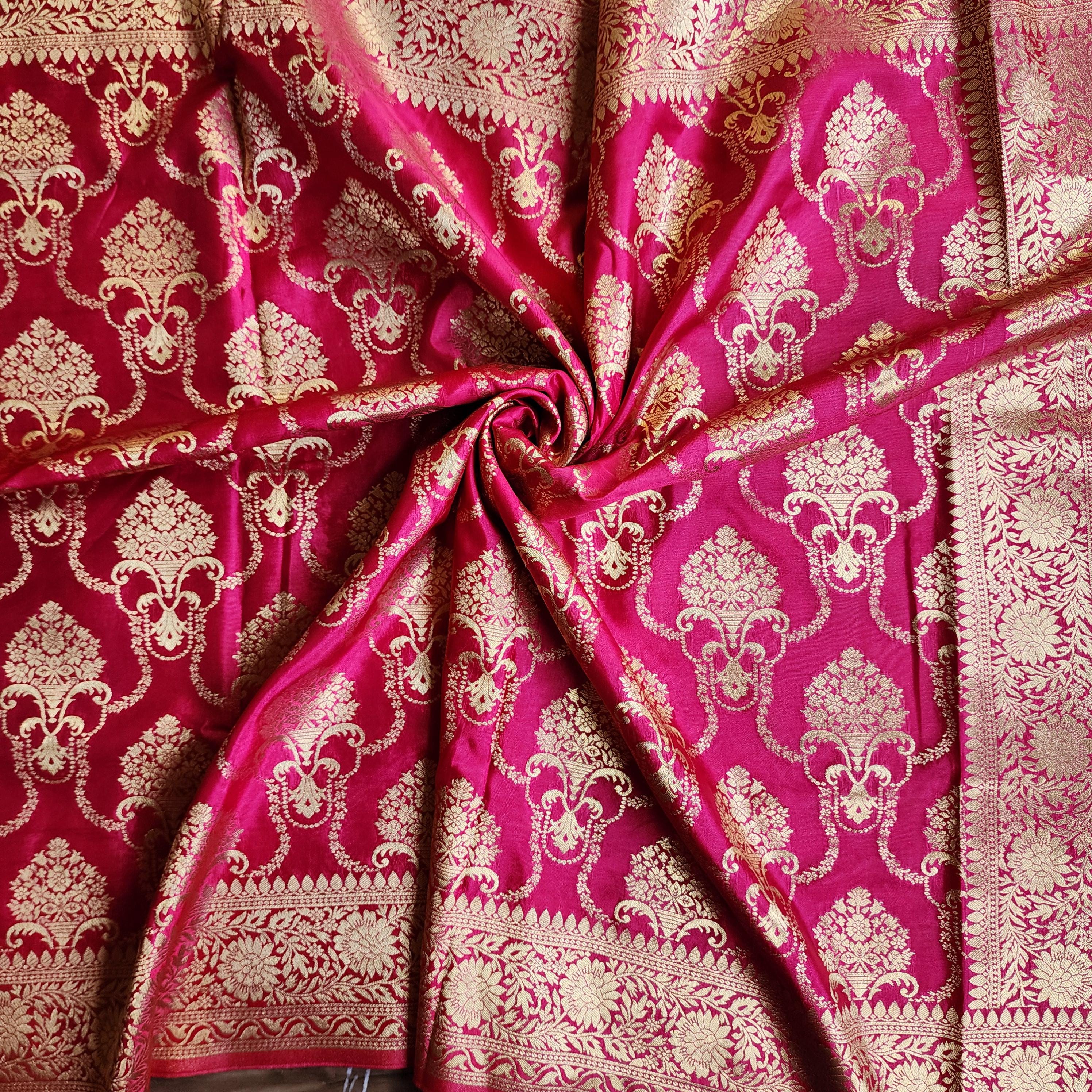 Banarasi Katan Silk Kadhuwa Jaal Dupatta in Rani Pink