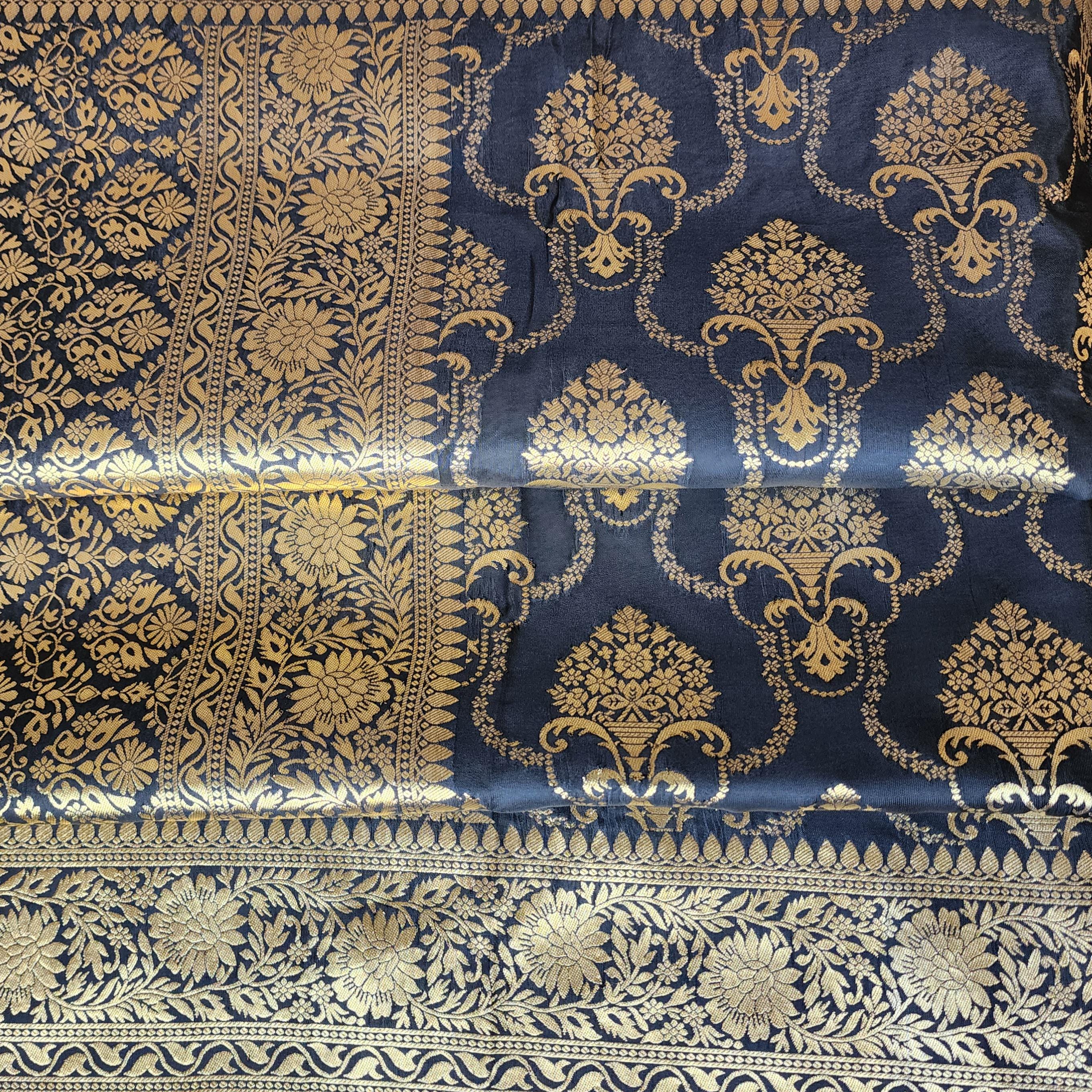 Banarasi Katan Silk Kadhuwa Jaal Dupatta in Black