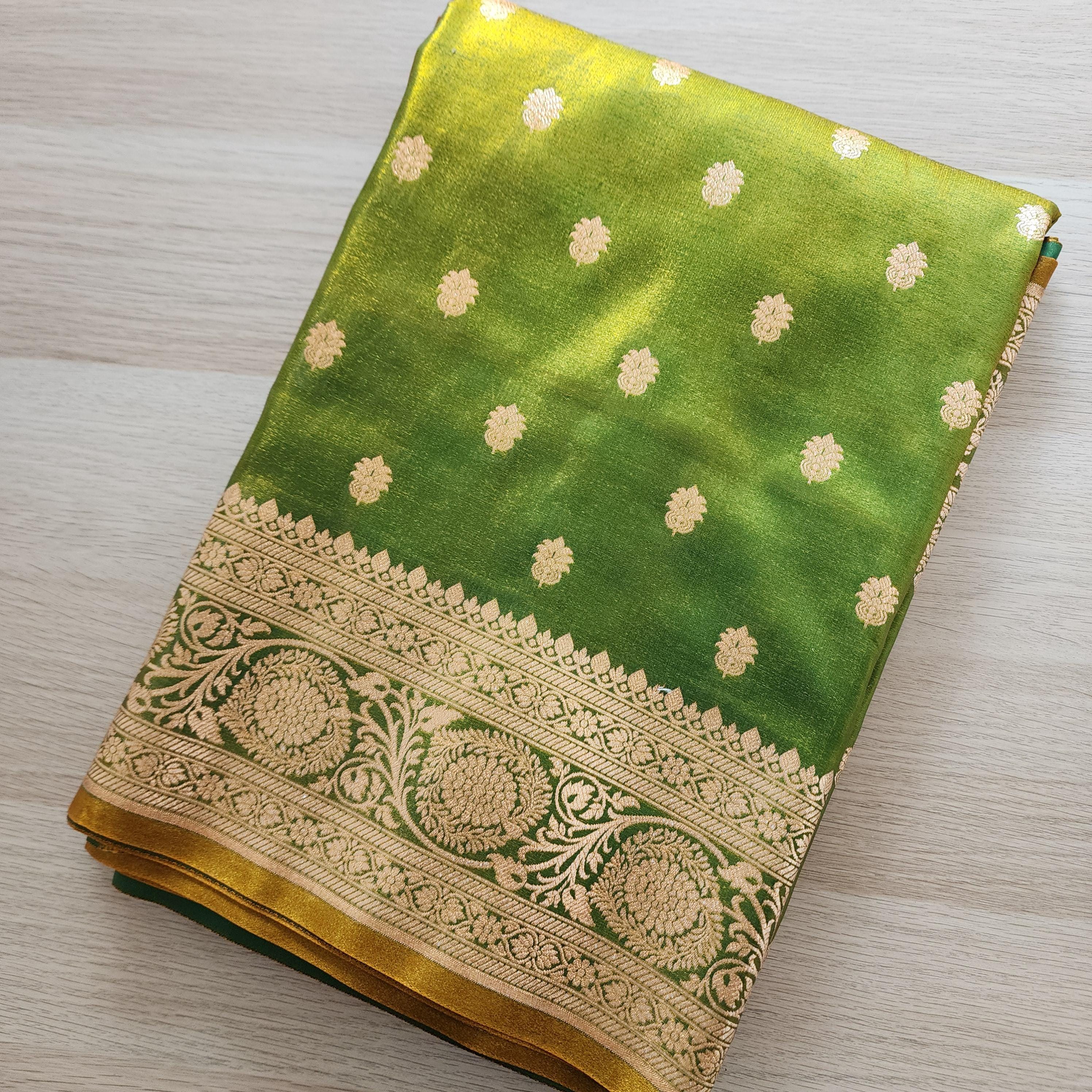 Rich Mehendi green, Pure Banarasi Katan Silk Saree with Rich Zari Weaving