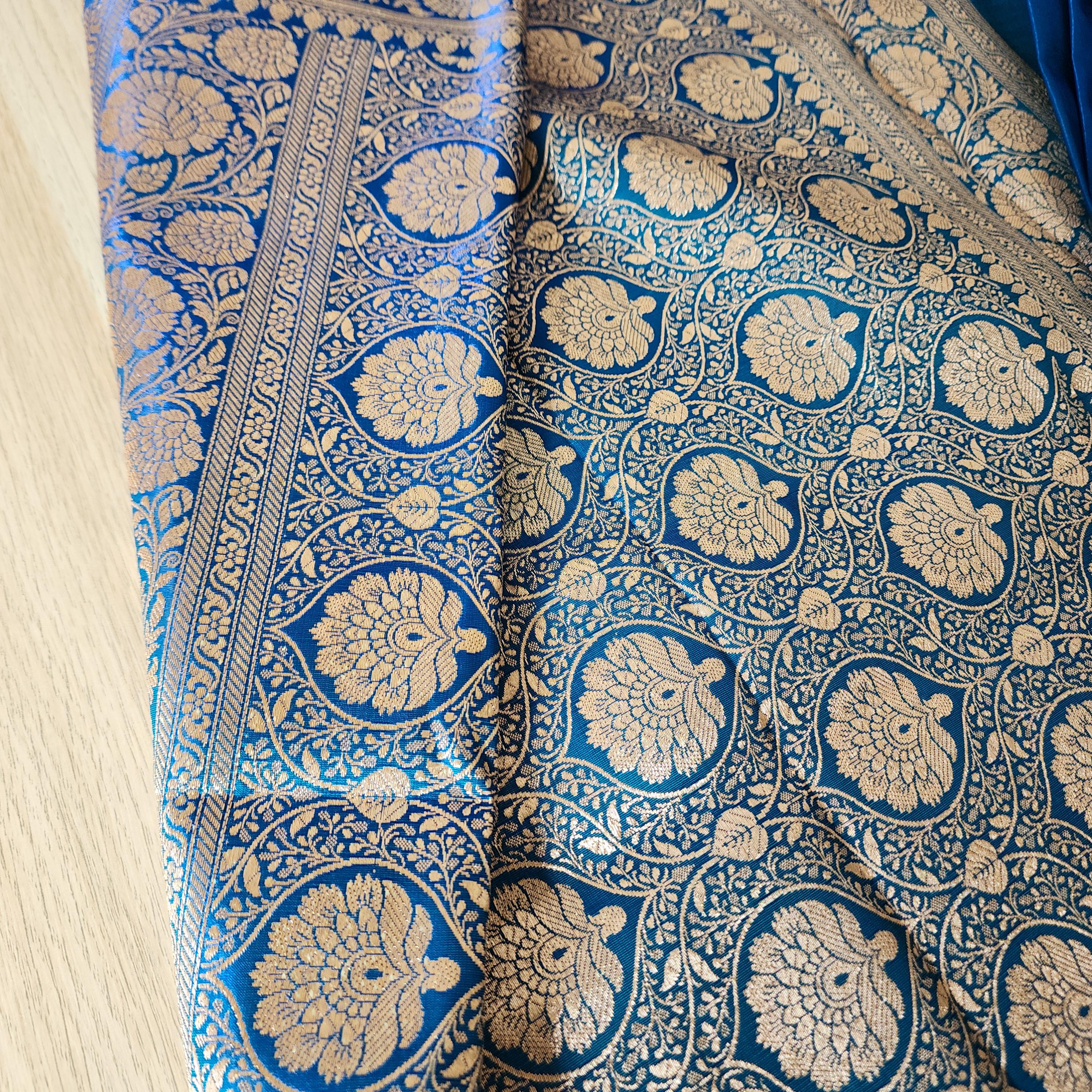 Rich Azure Pure Banarasi Katan Silk Saree with Rich Zari Weaving