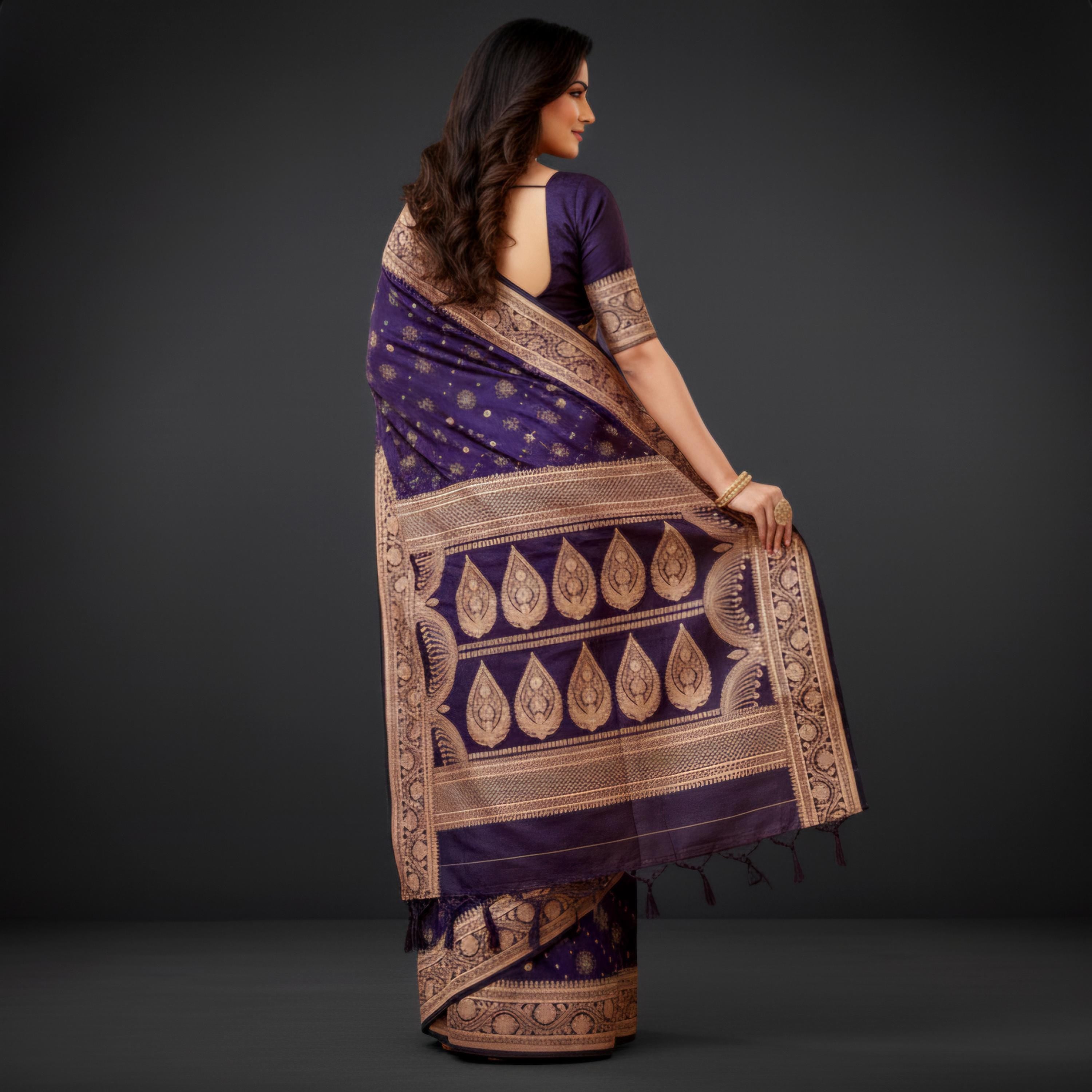 Royal Purple, Pure Banarasi Katan Silk Saree with Rich Zari Weaving