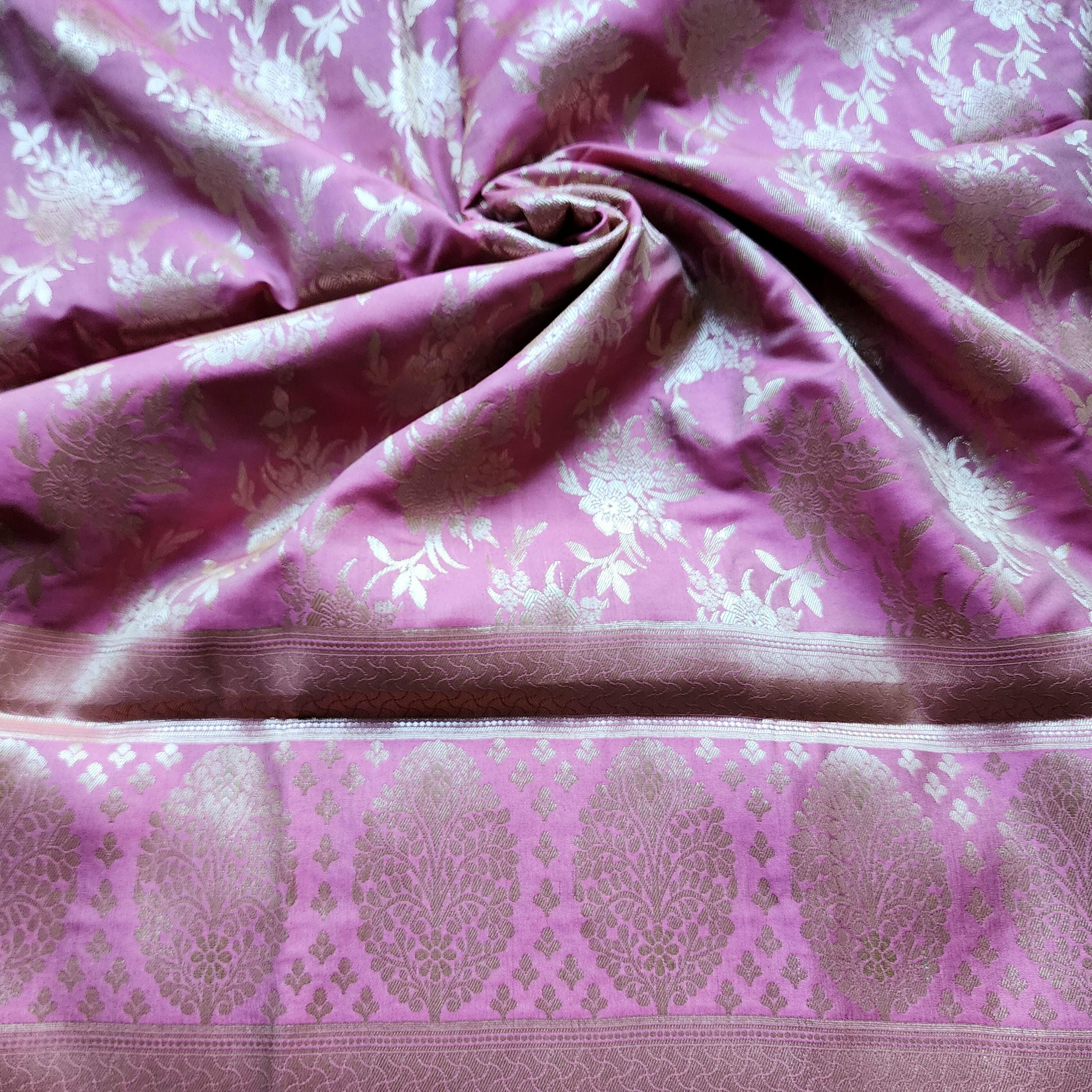 Lavender Pink Mist Banarasi Dupatta  Golden Bloom Design, Gentle Sophistication