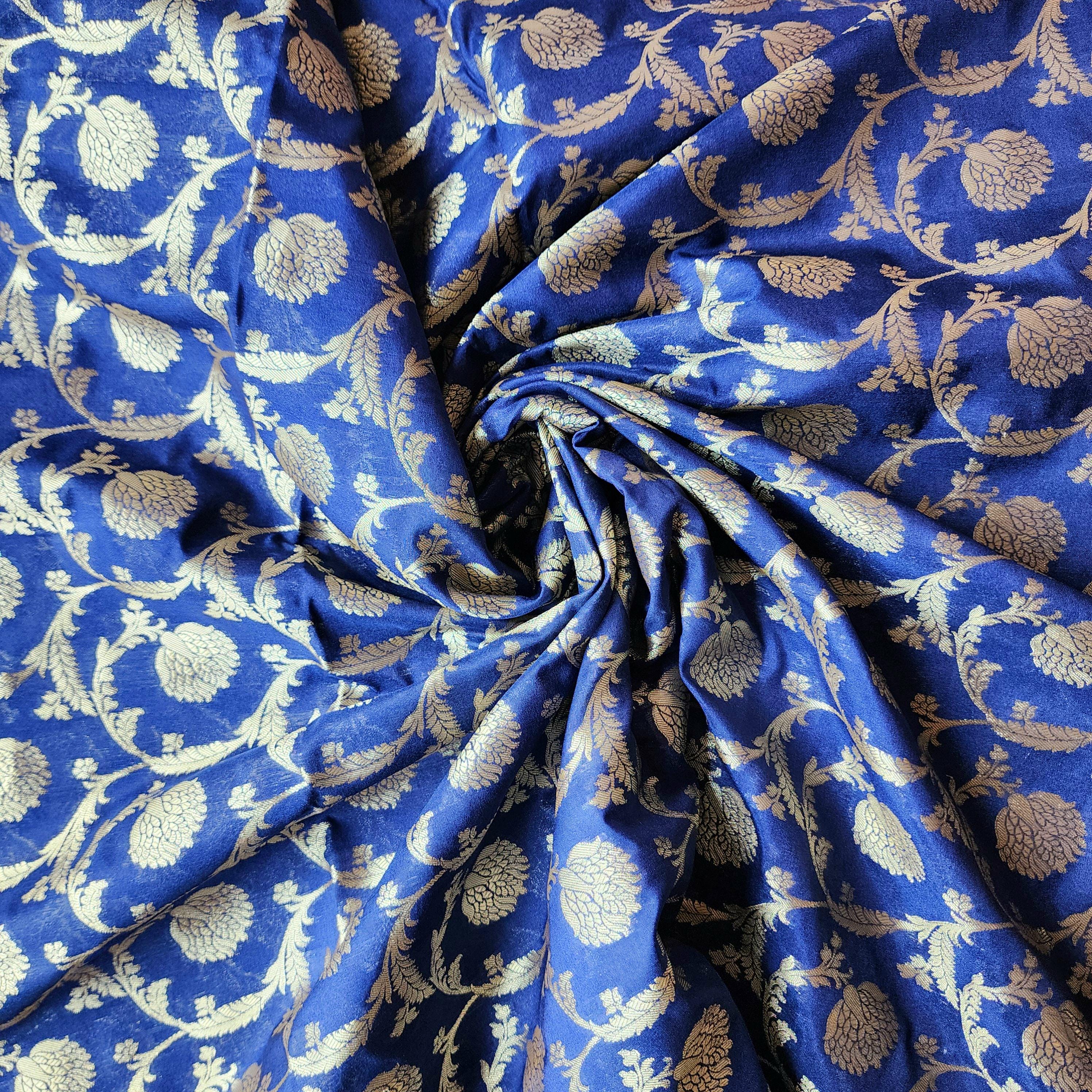 Regal Royal Blue Banarasi Dupatta  Intricate Floral Design, Heritage Statement Piece