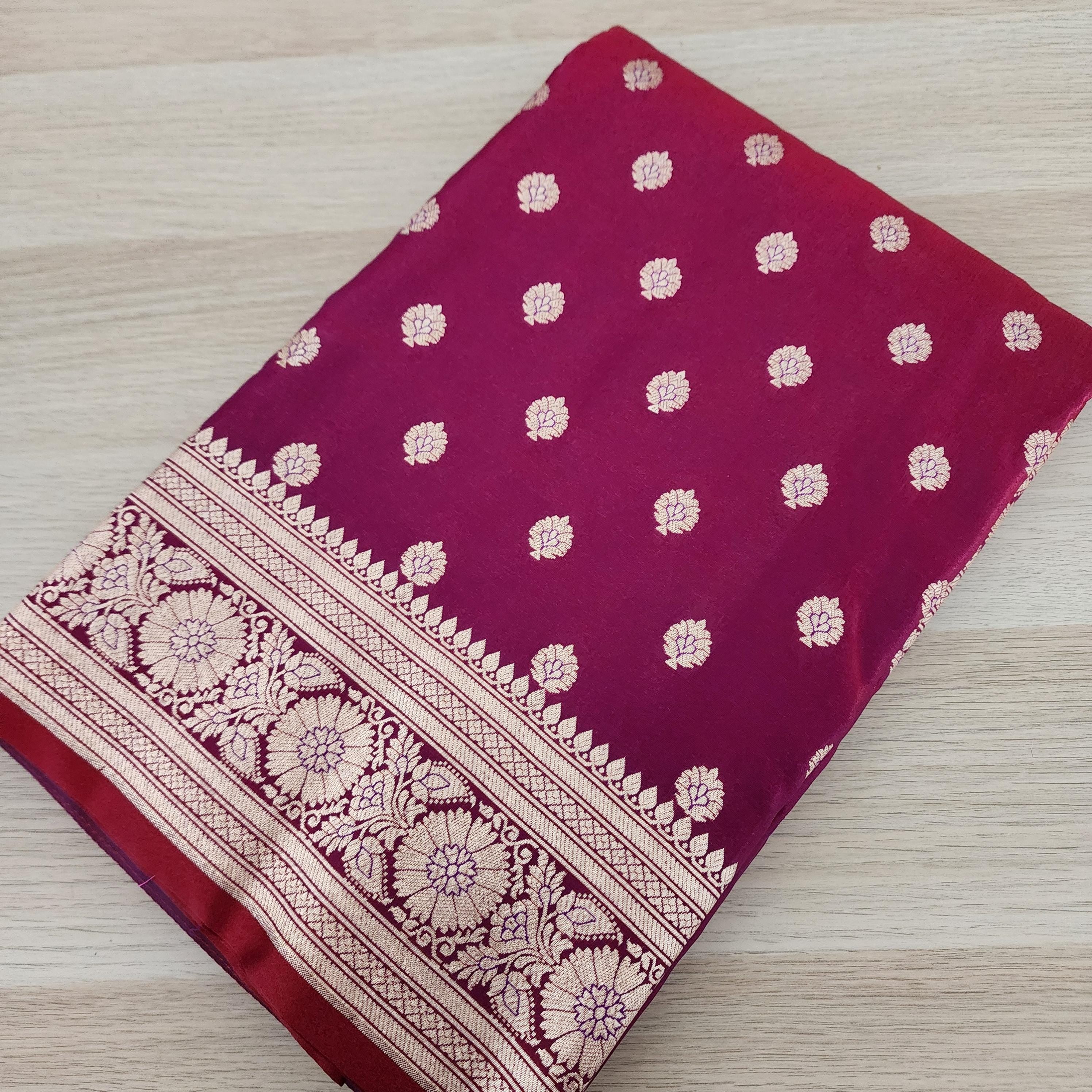 Royal Magenta-Maroon Banarasi Silk Saree with Golden Zari Weave