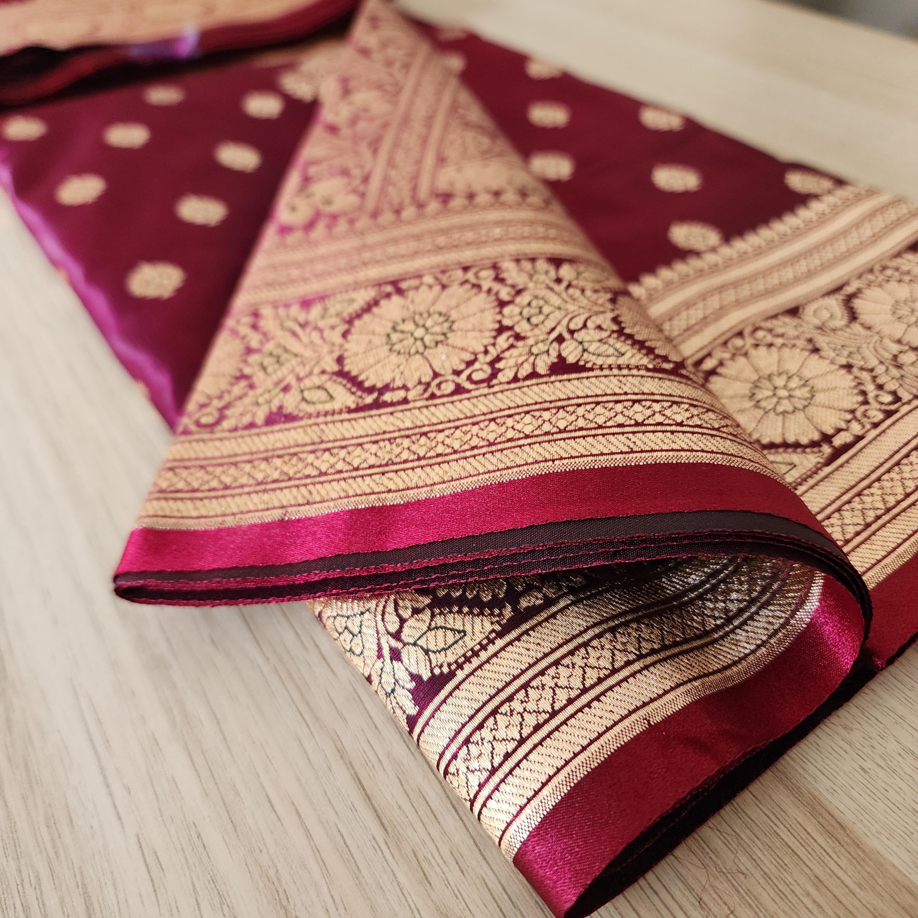 Royal Wine Maroon Banarasi Silk Saree with Golden Zari Weave