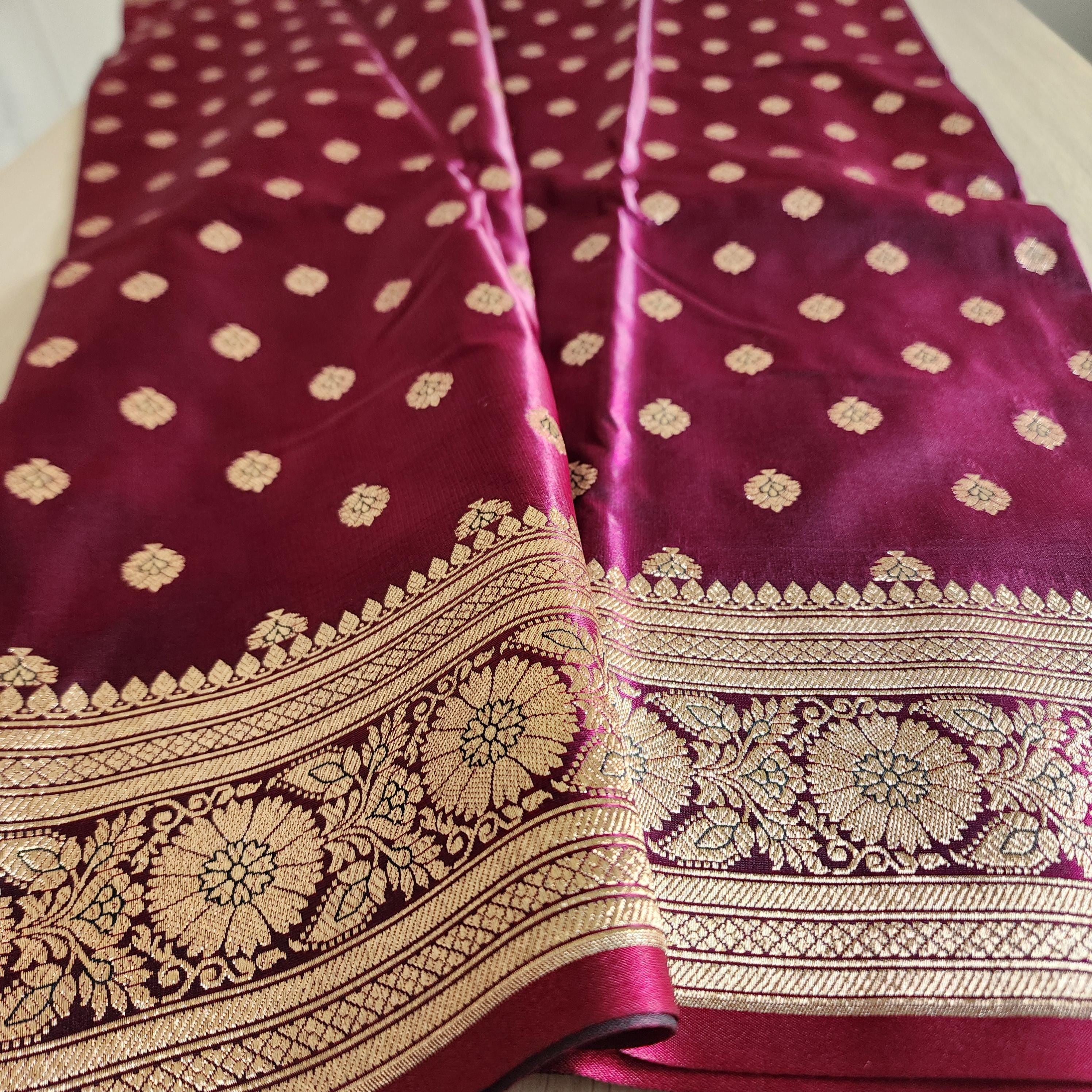 Royal Wine Maroon Banarasi Silk Saree with Golden Zari Weave