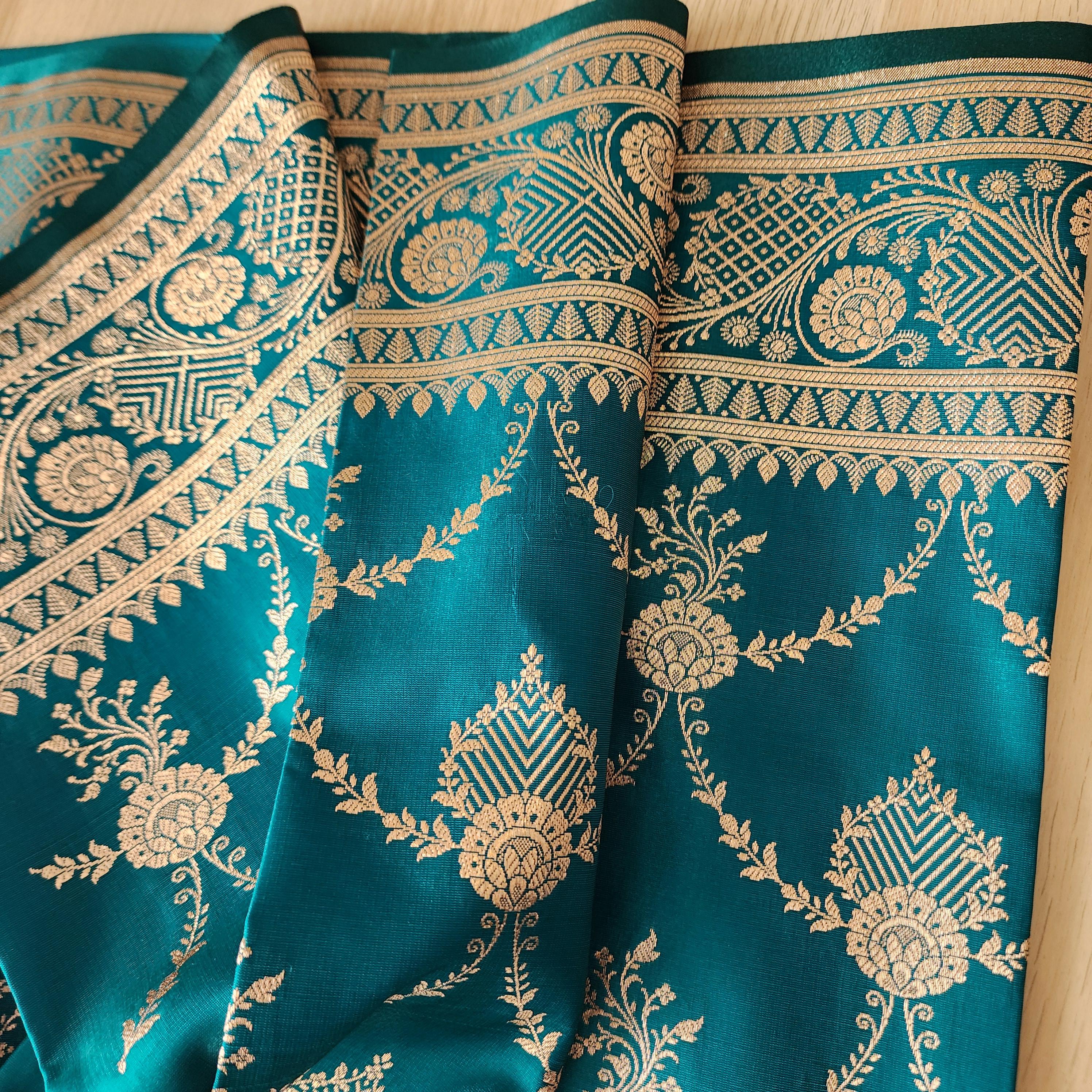 Rich Rama Green, Pure Banarasi Katan Silk Saree with Rich Zari Weaving