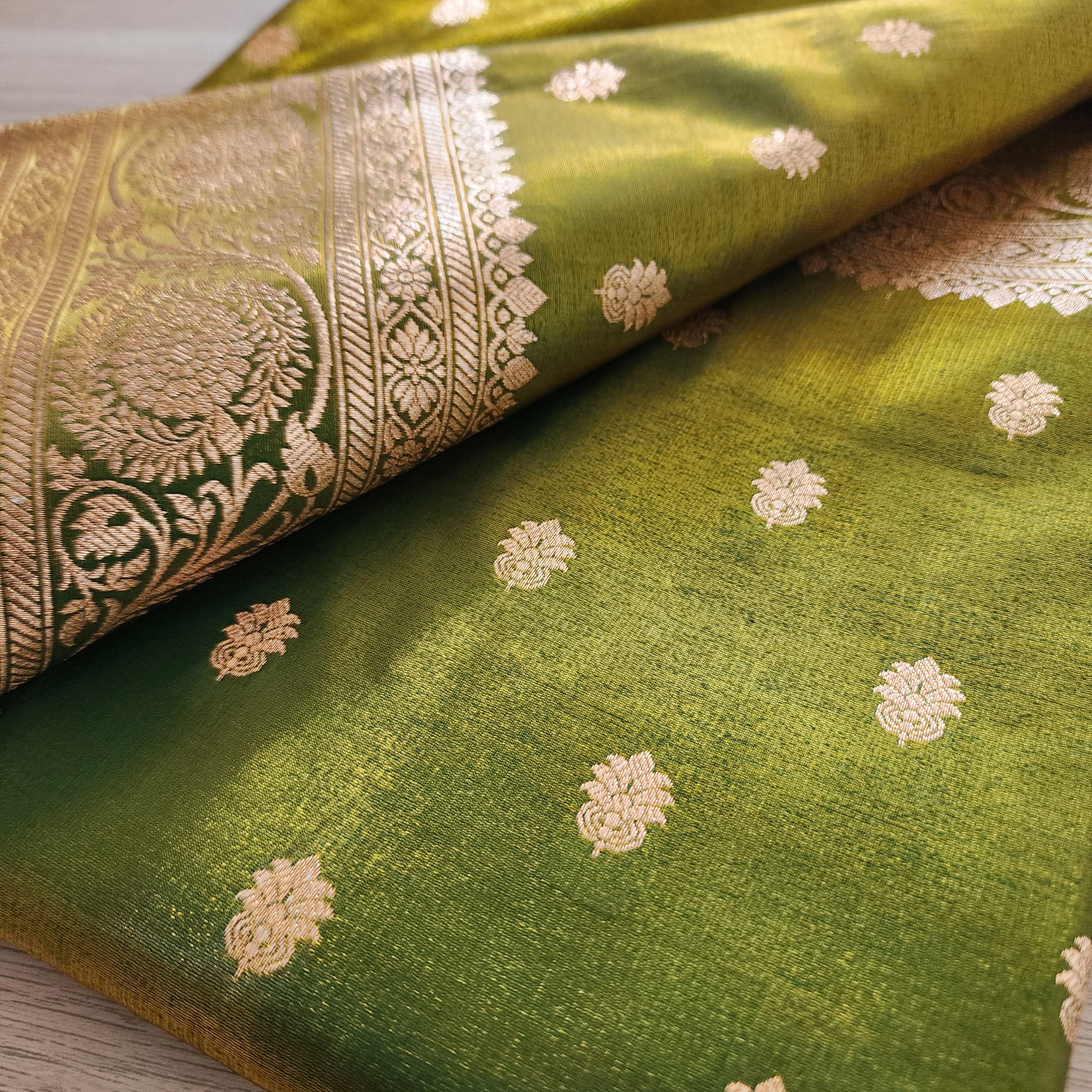 Rich Mehendi green, Pure Banarasi Katan Silk Saree with Rich Zari Weaving