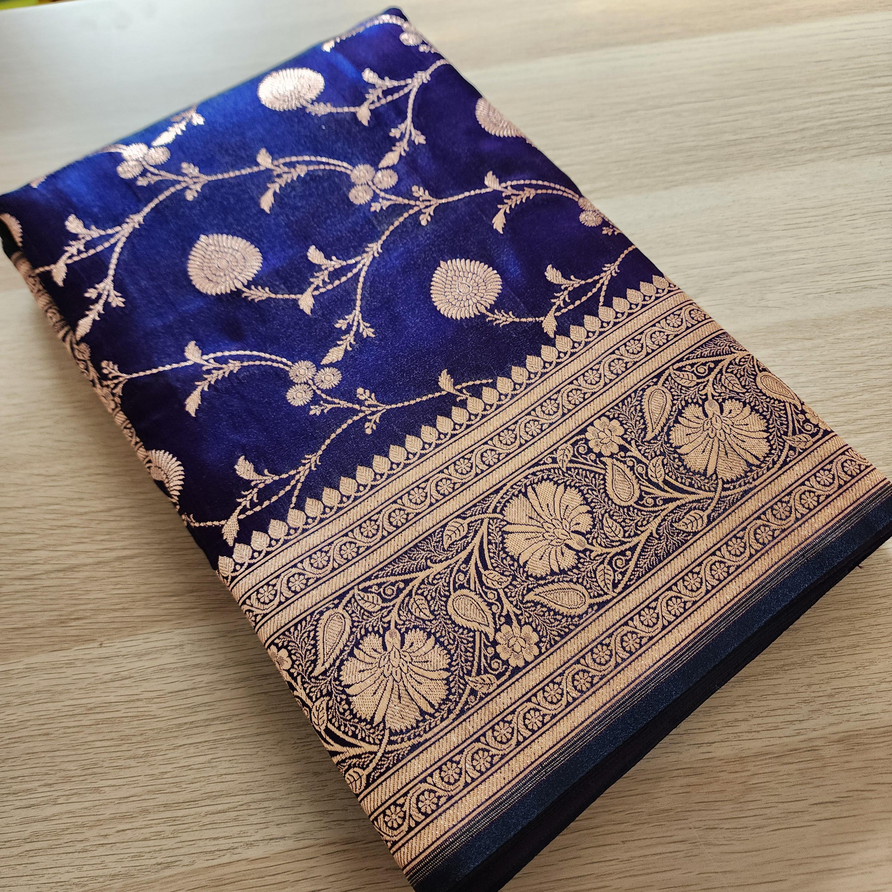 Deep Purple Pure Banarasi Katan Silk Saree with Rich Zari Weaving