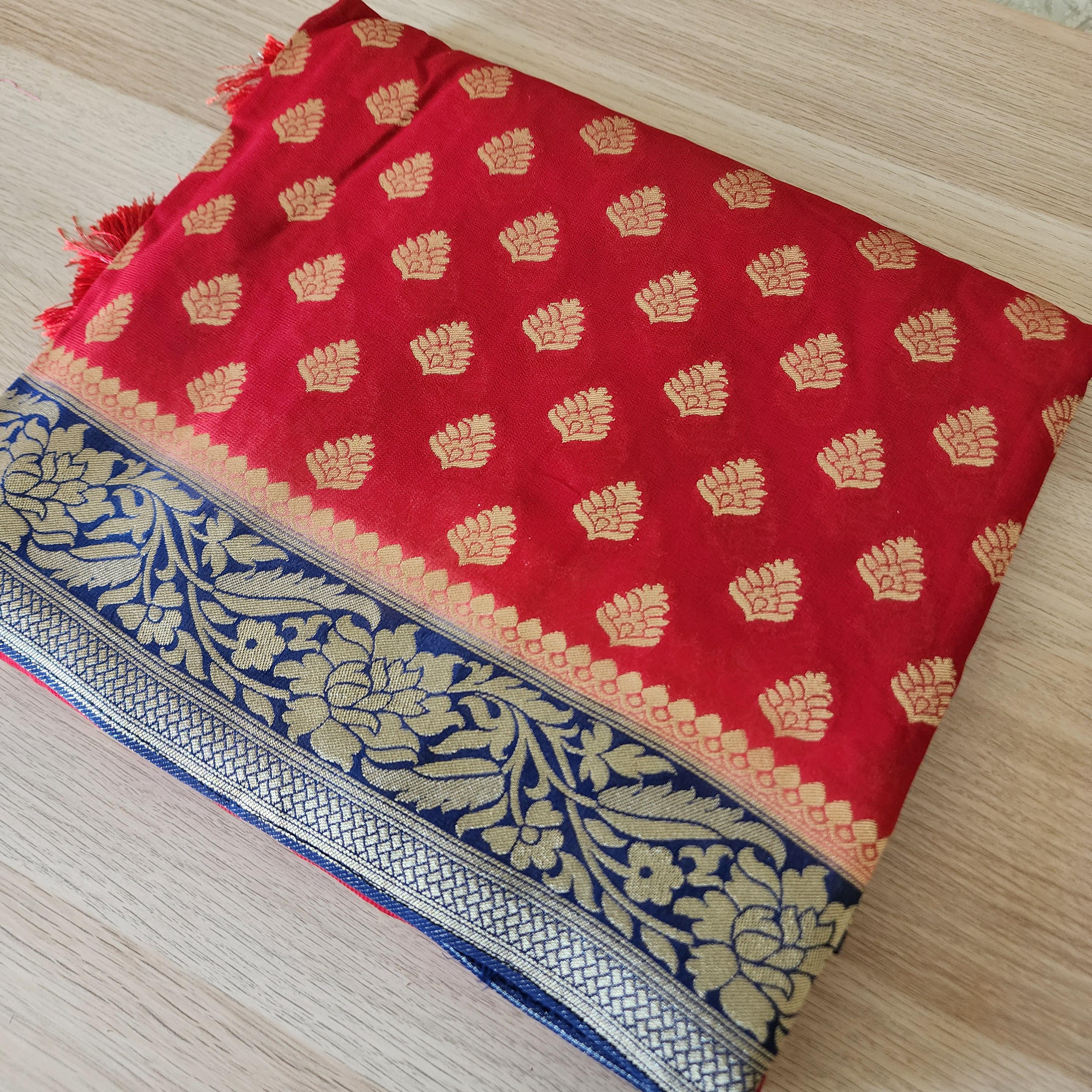 Delicate Dual-Tone Maroon Navy Blue Khaddi Georgette Banarasi Saree  Light, Elegant, and Flowy