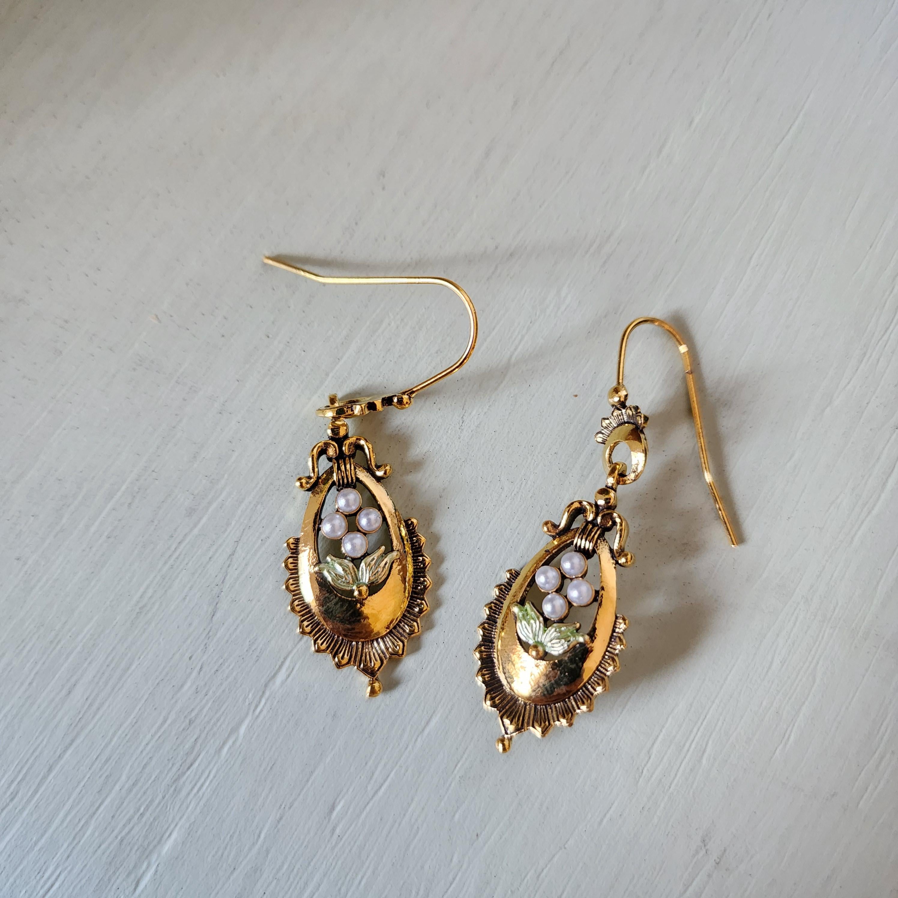 Kundan Drop Jhumka Earrings  Gold Bridal Party Jewelry