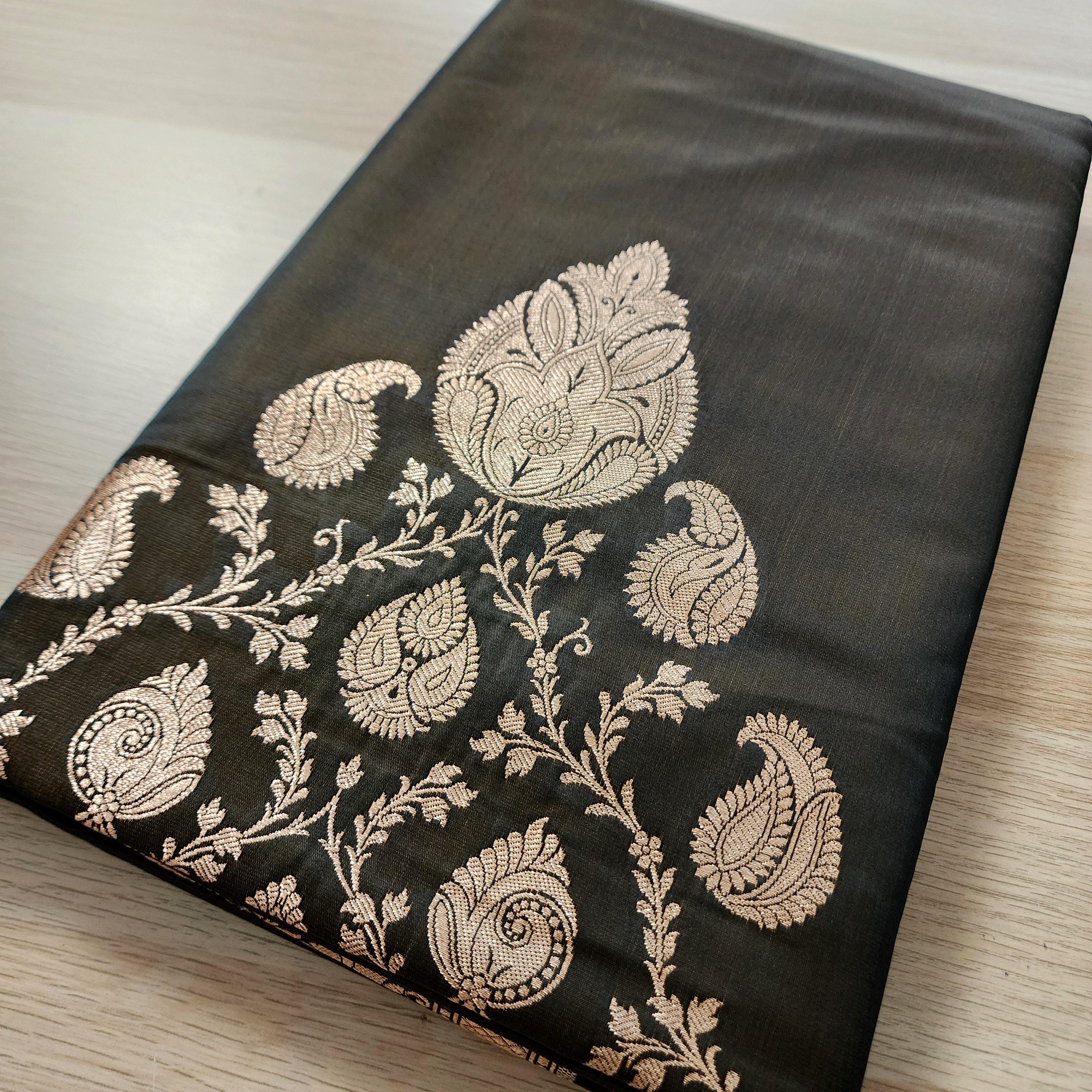 Rich Caramel Brown Pure Banarasi Katan Silk Saree with light Gold Zari Weaving