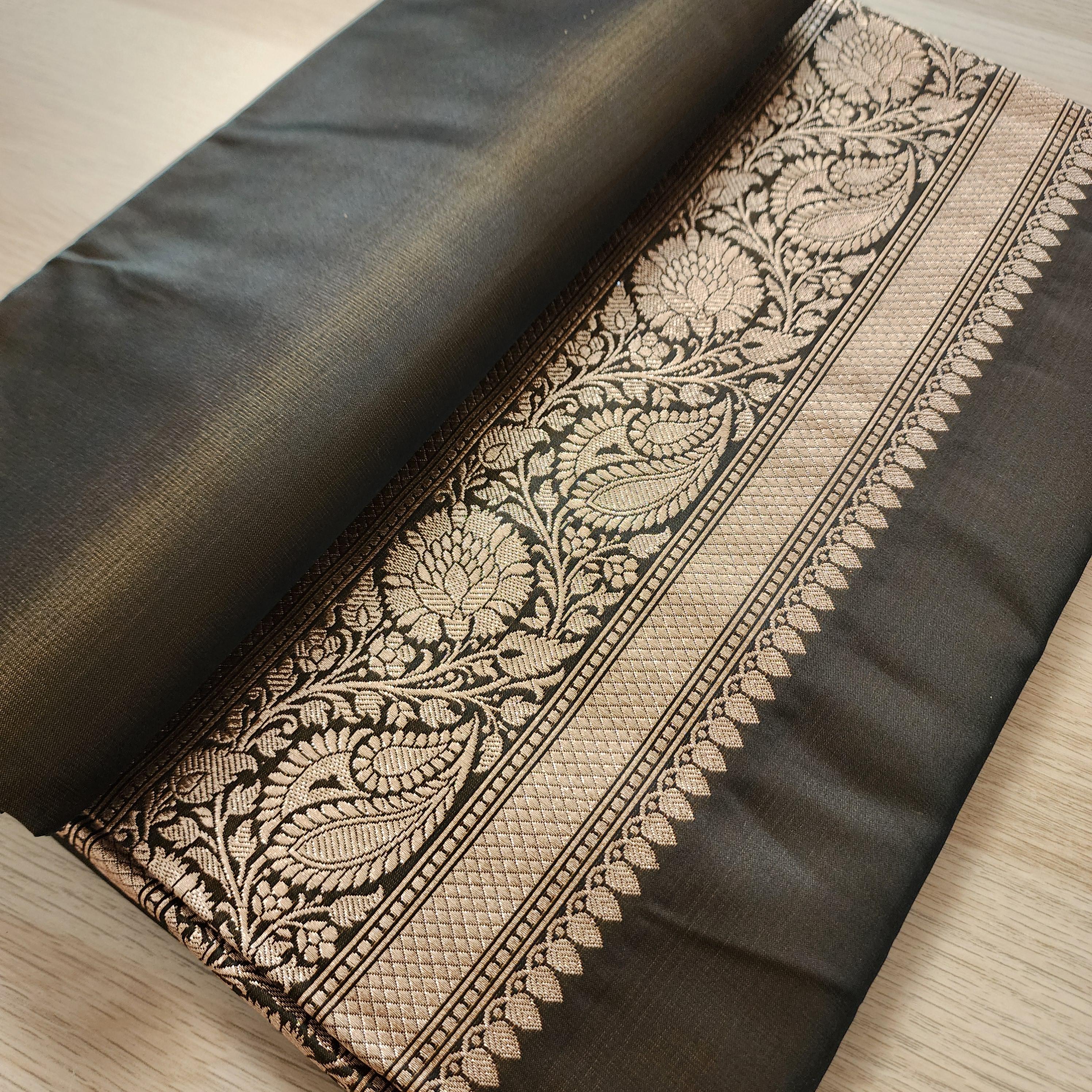 Rich Caramel Brown Pure Banarasi Katan Silk Saree with light Gold Zari Weaving