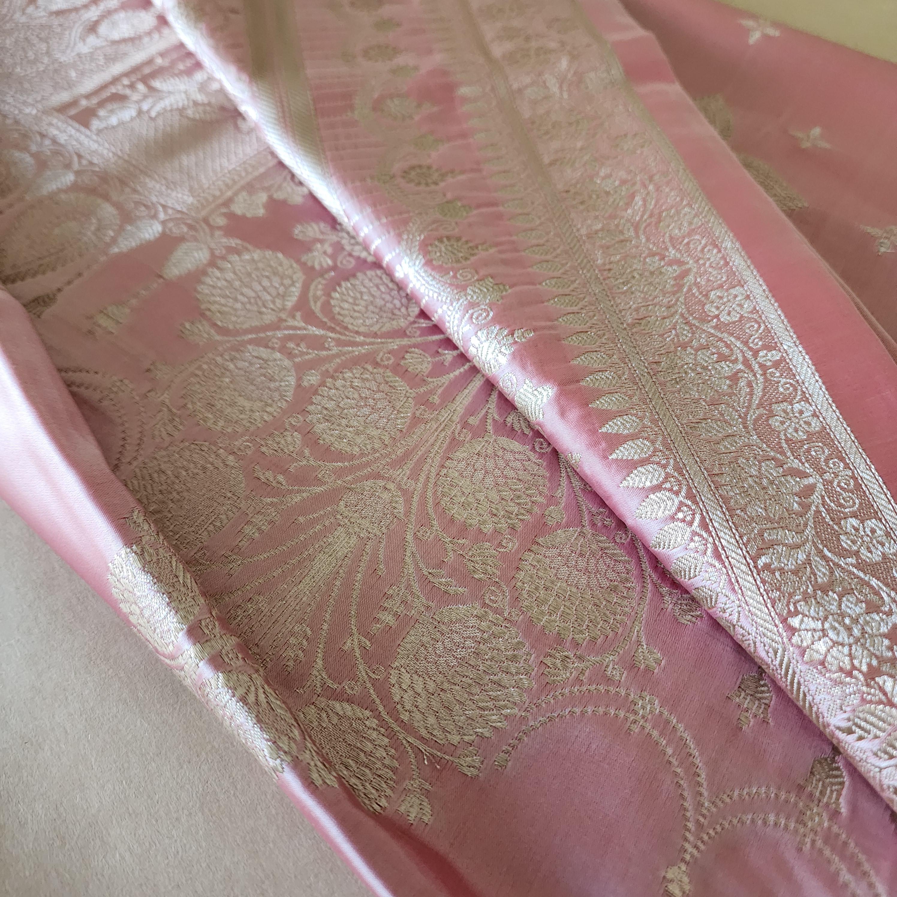 Luxury Red Banarasi Katan Silk Saree | Light Gold Zari weaving