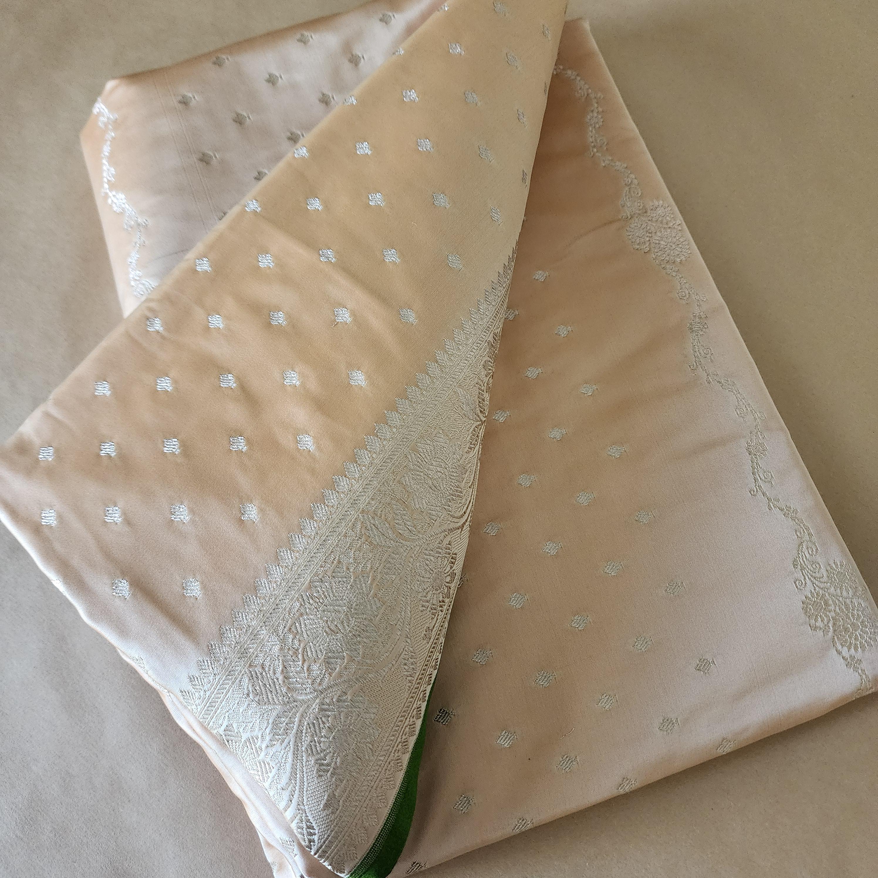 Rich Beige Banarasi Katan Silk Saree | Light Gold Zari weaving