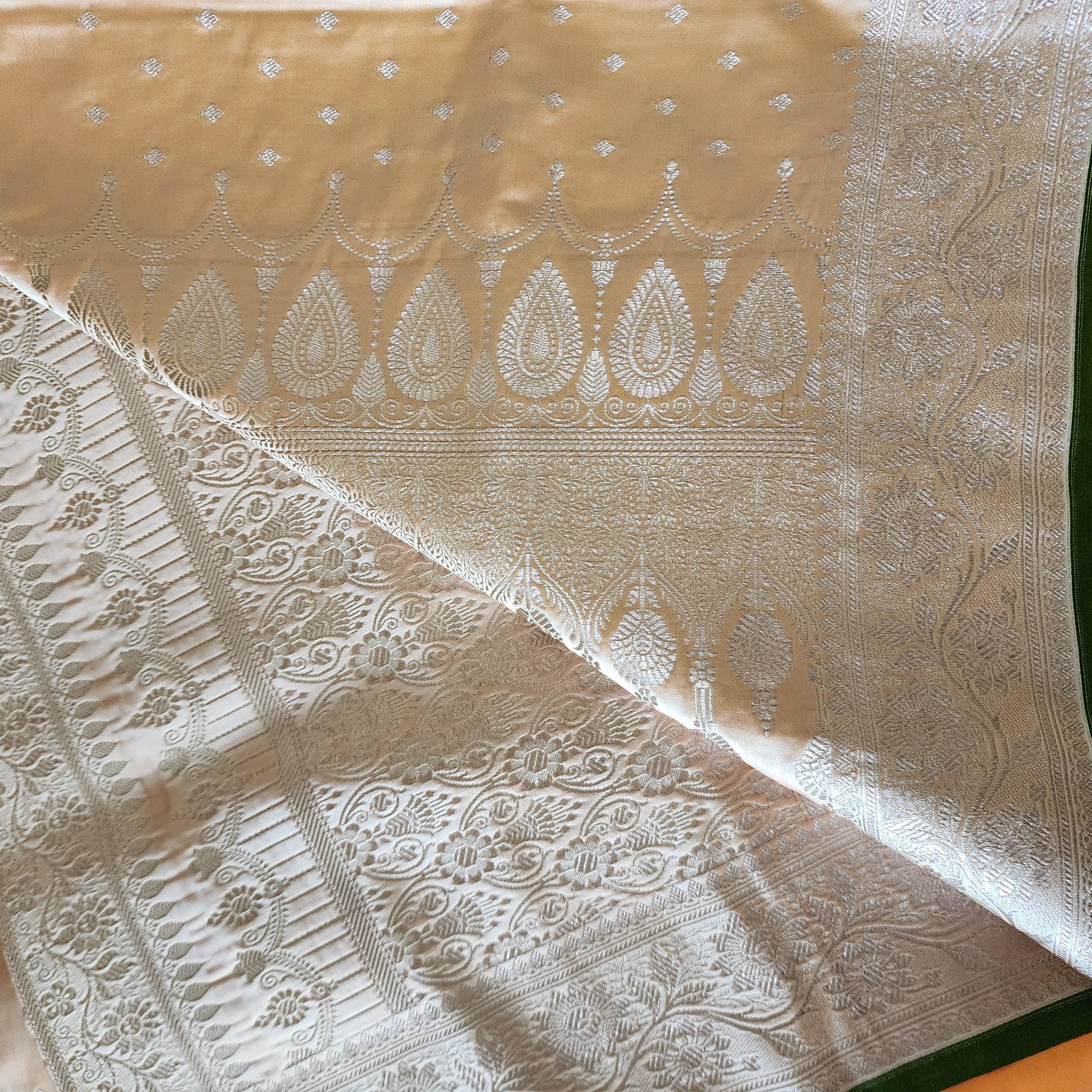 Rich Beige Banarasi Katan Silk Saree | Light Gold Zari weaving