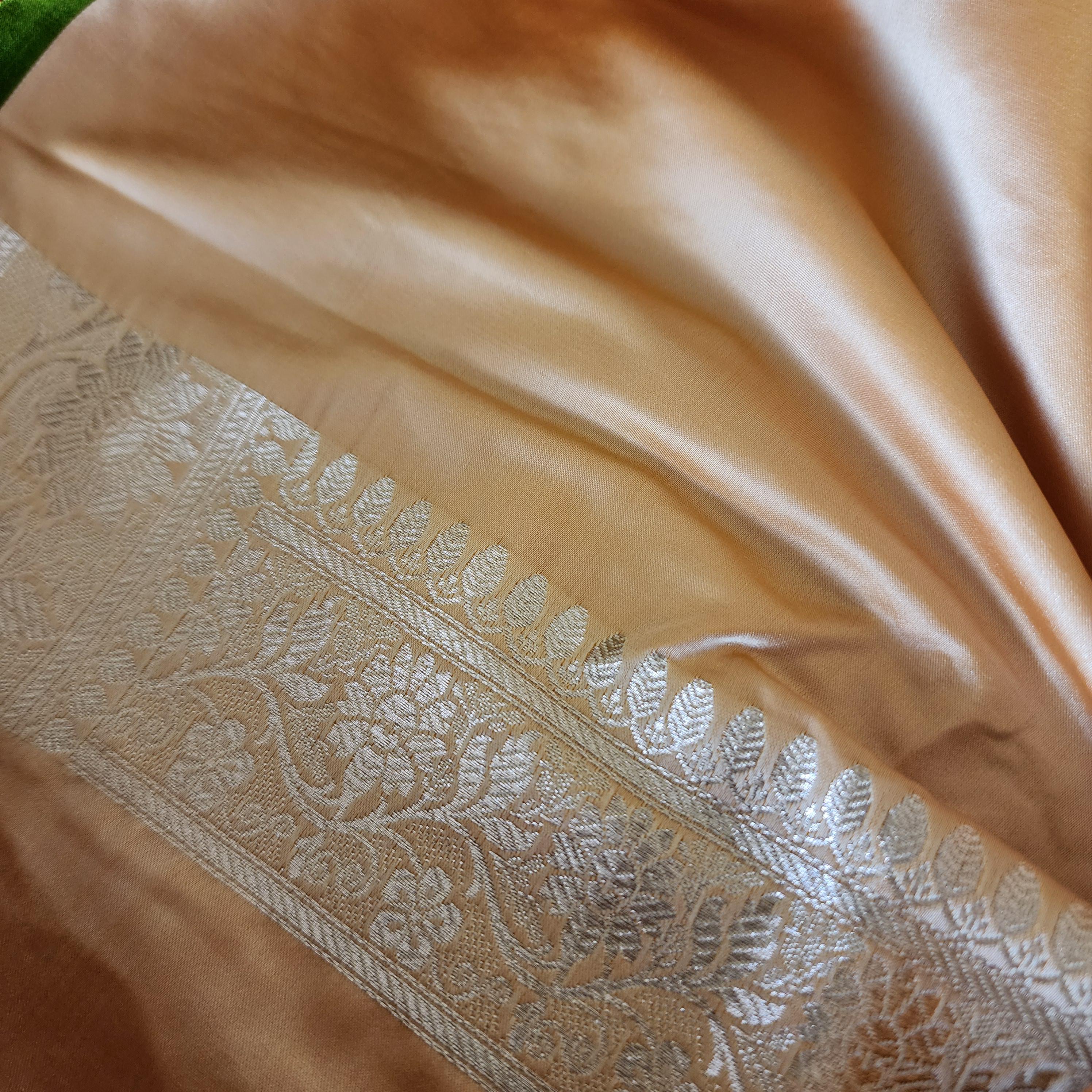 Rich Beige Banarasi Katan Silk Saree | Light Gold Zari weaving
