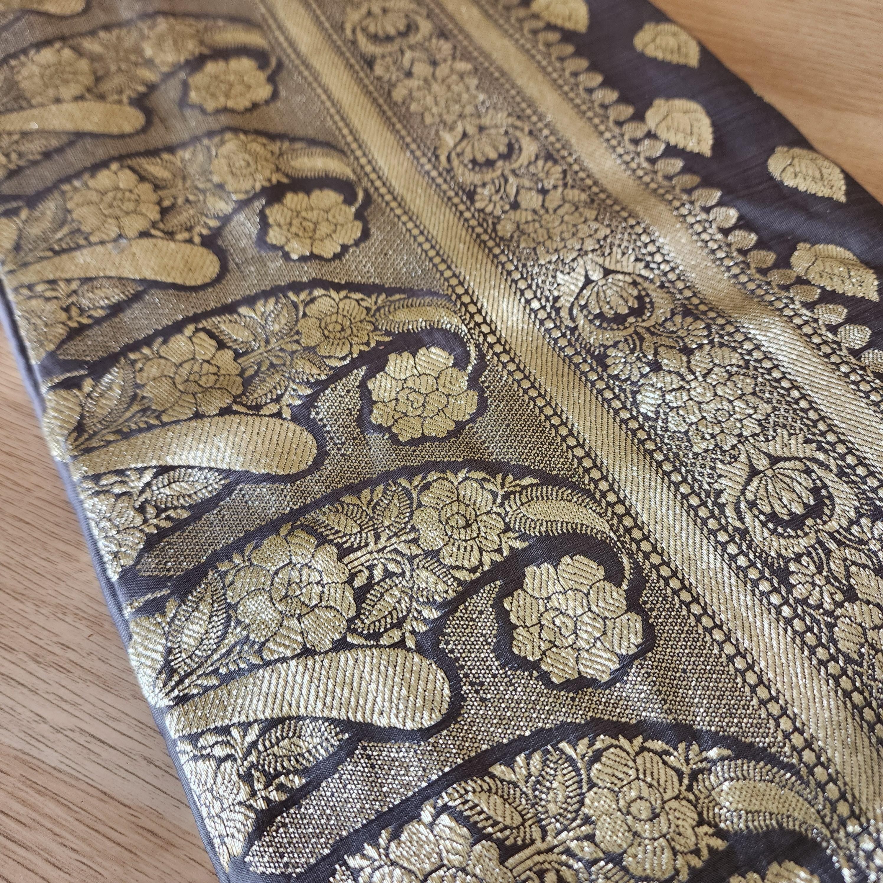 Slate Gray Pure Banarasi Katan Silk Saree with Rich Zari Weaving