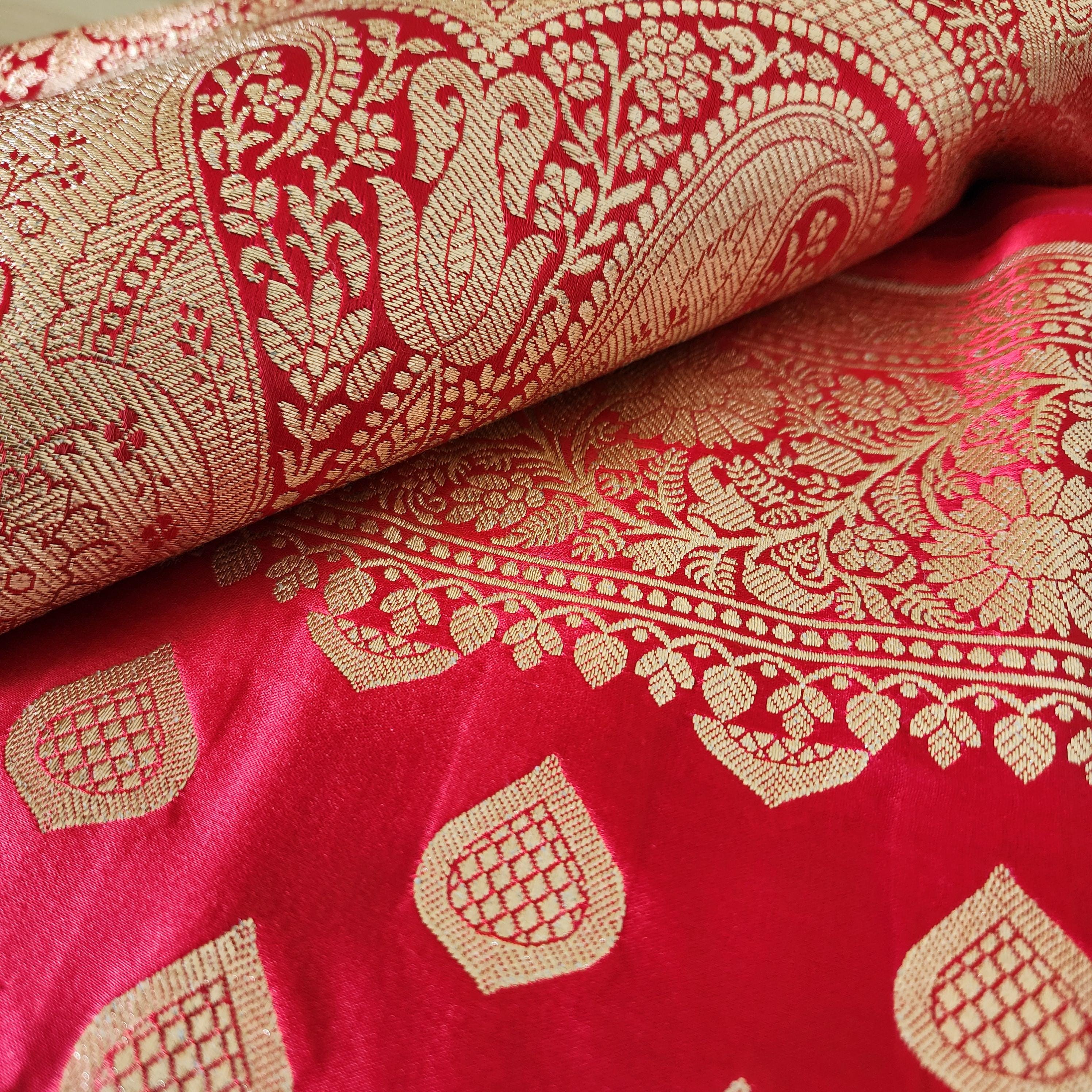 Coral Red, Pure Banarasi Katan Silk Saree with Rich Zari Weaving