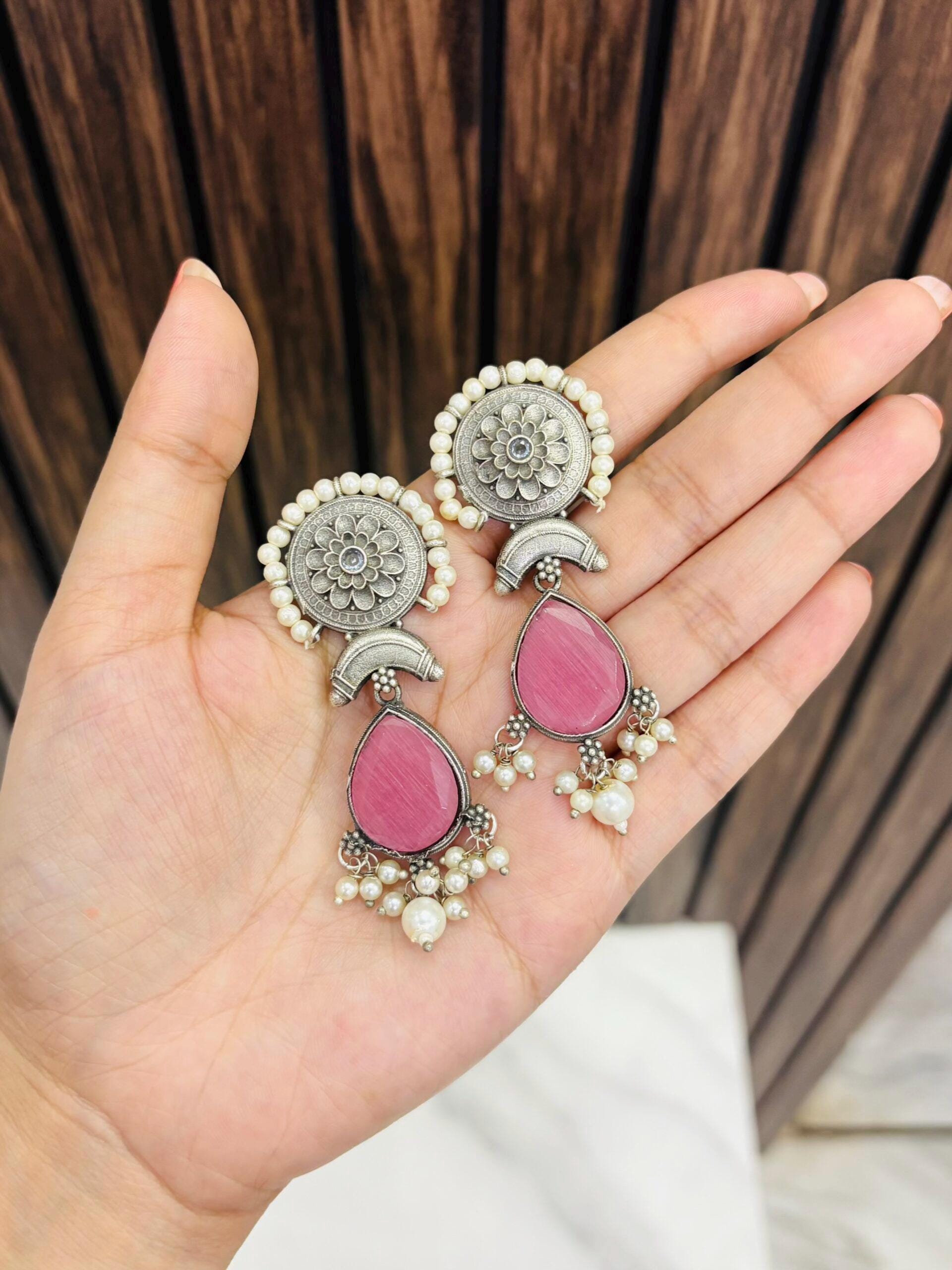 Silver Oxidized Layered Jhumkas | Boho Dangle Earrings | Ethnic Traditional Jewelry for Women