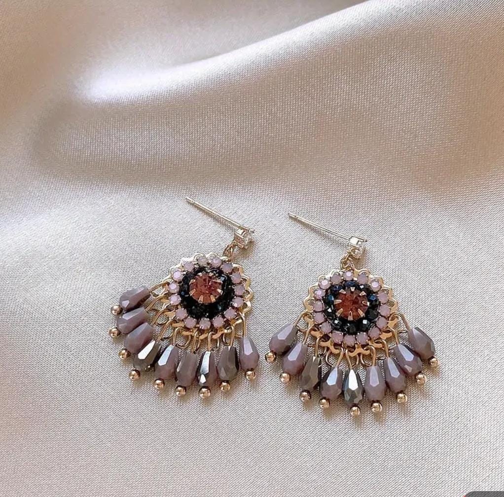 Pink & White Enamel Chandbali Earrings  Festive Bridal Jewelry